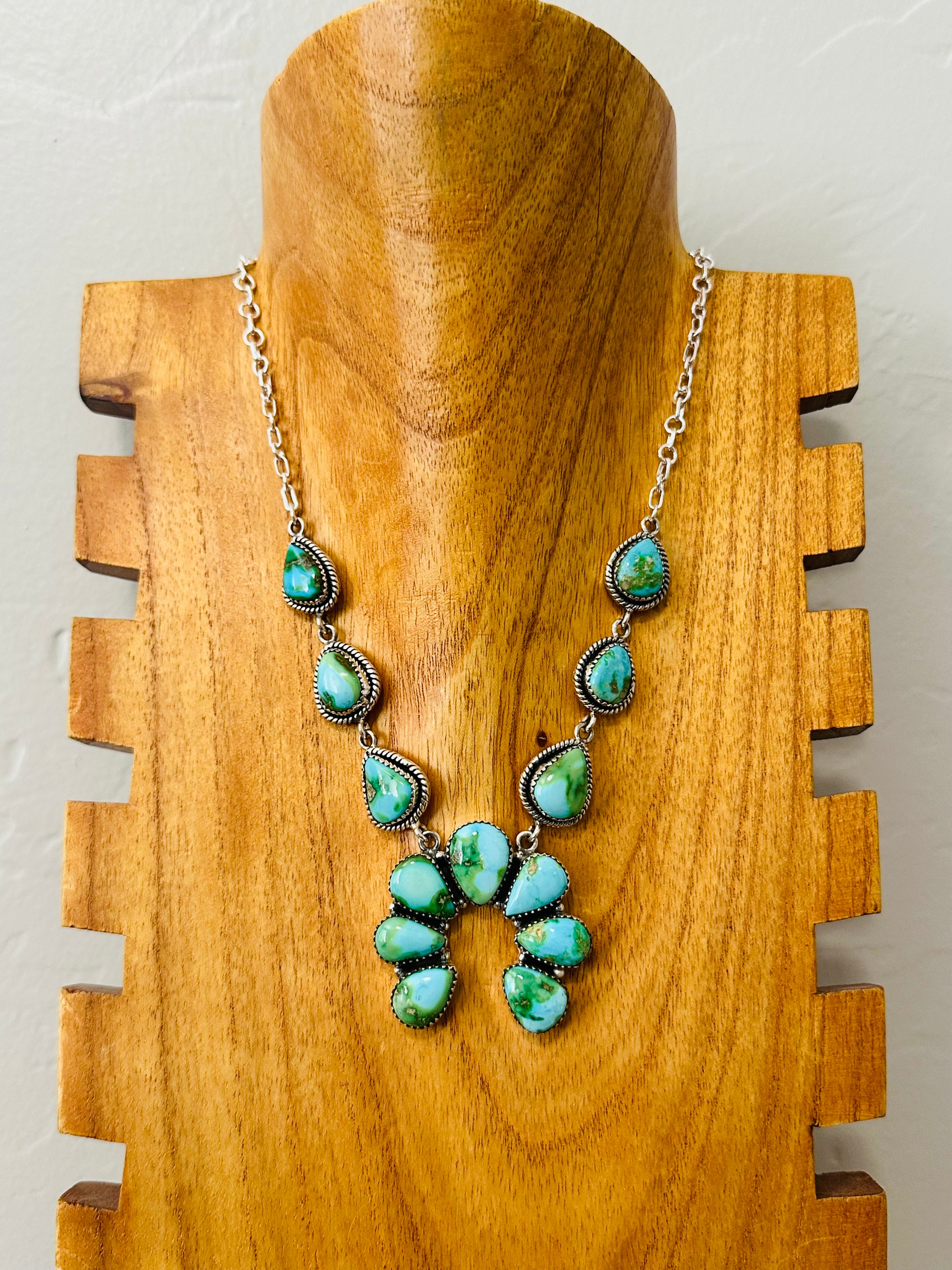 TTD “Katie” Sonoran Mountain Turquoise & Sterling Silver Cluster Naja Necklace