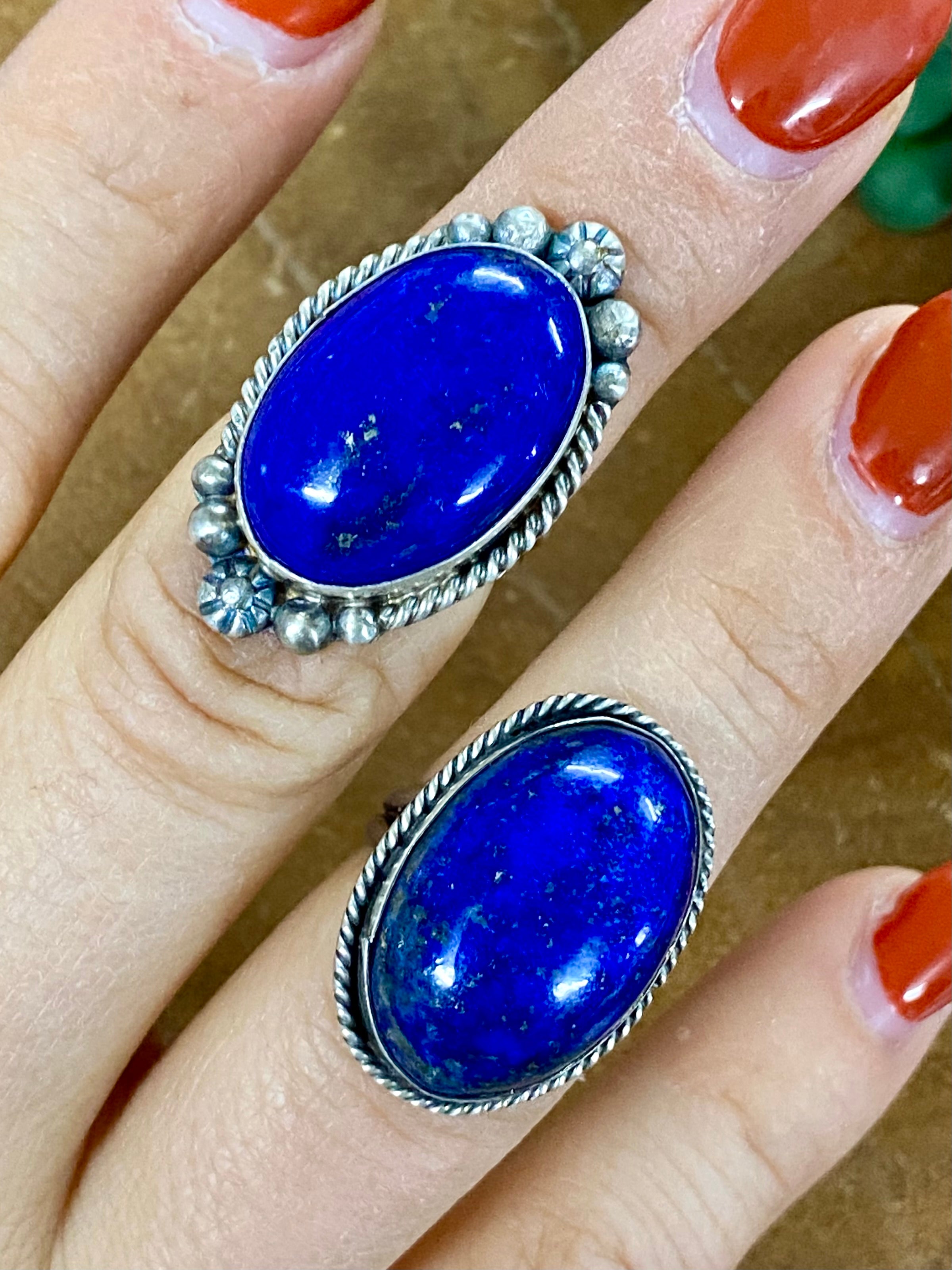 Navajo Made Lapis & Sterling Silver Rings