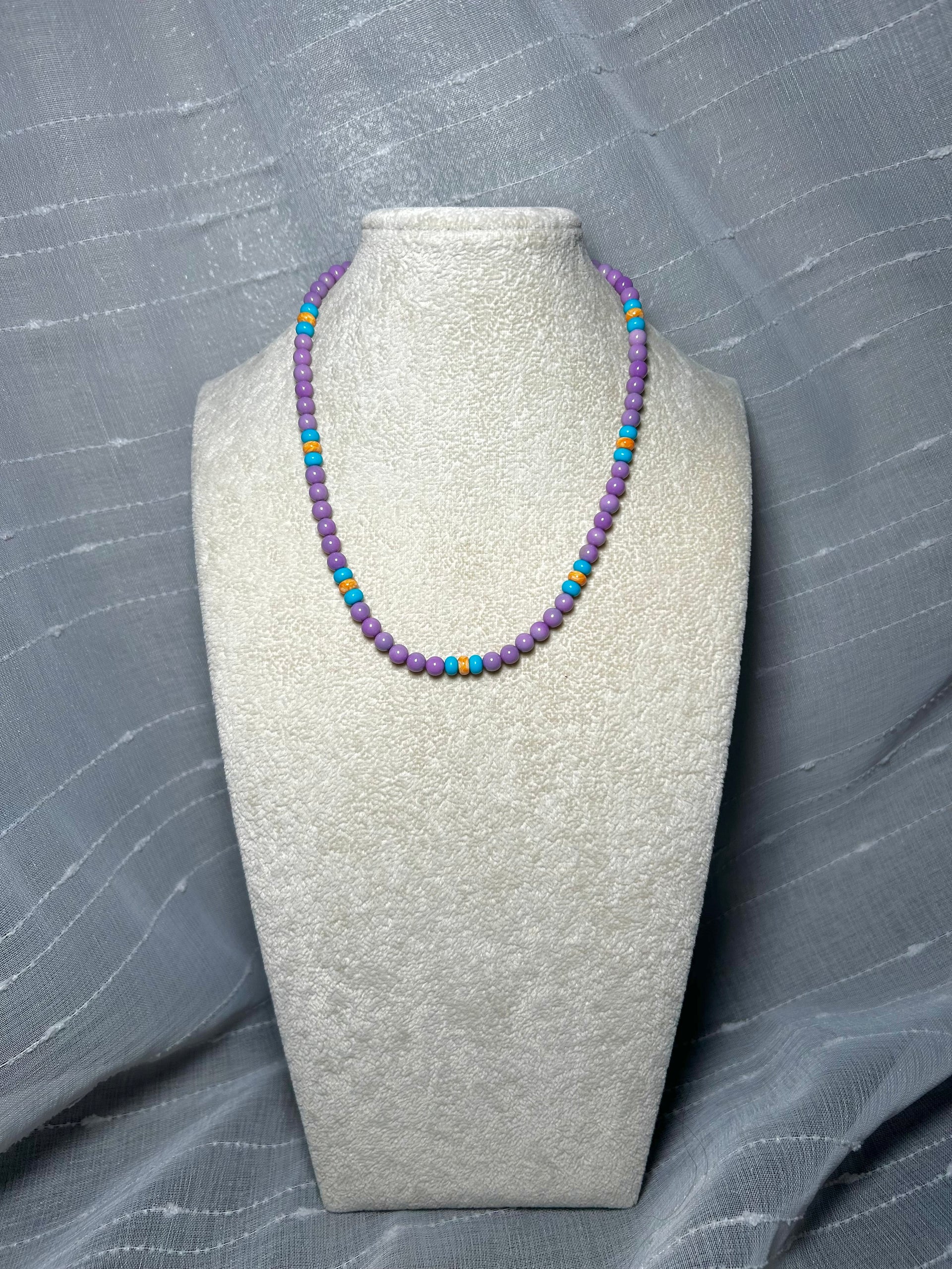 Navajo Strung Multi Stone & Sterling Silver Necklace