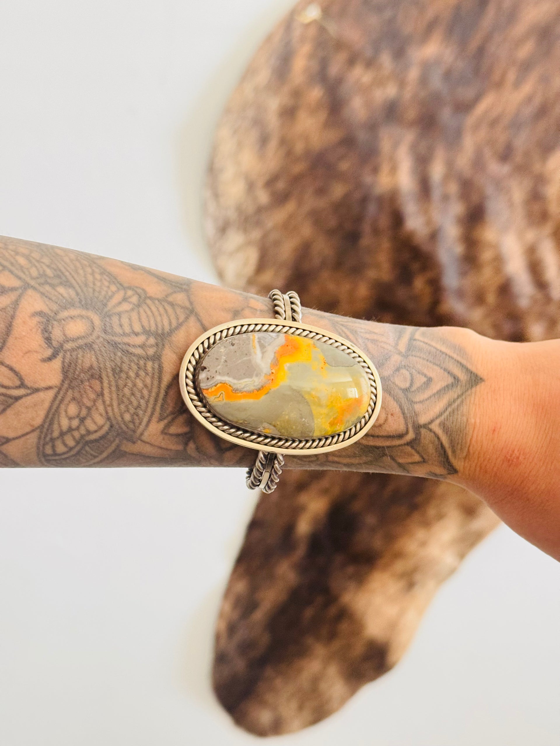 Wydell Billie BB Agate & Sterling Silver Cuff Bracelet