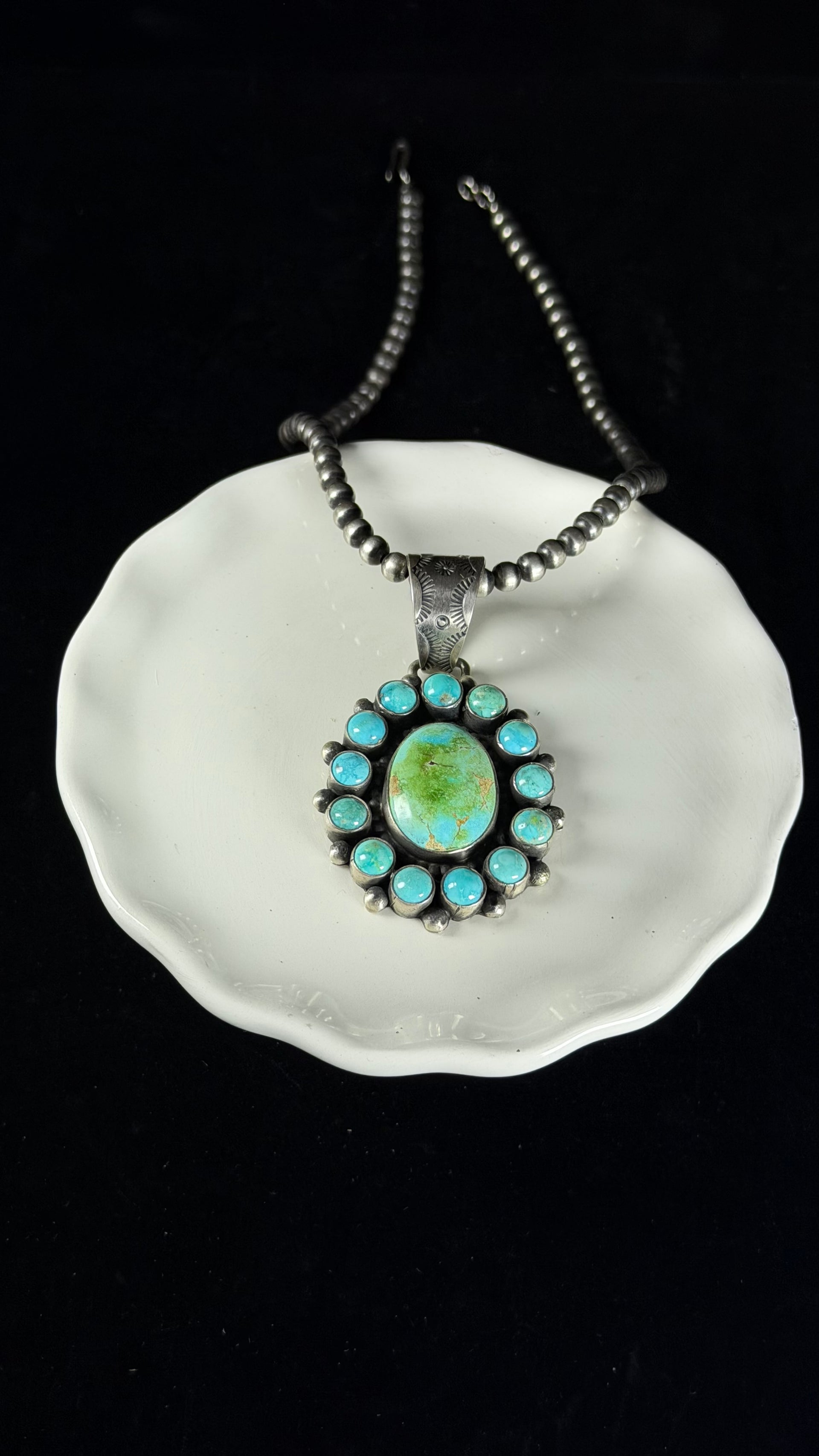 Bobby Johnson Sonoran Mountain Turquoise & Sterling Silver Cluster Pendant