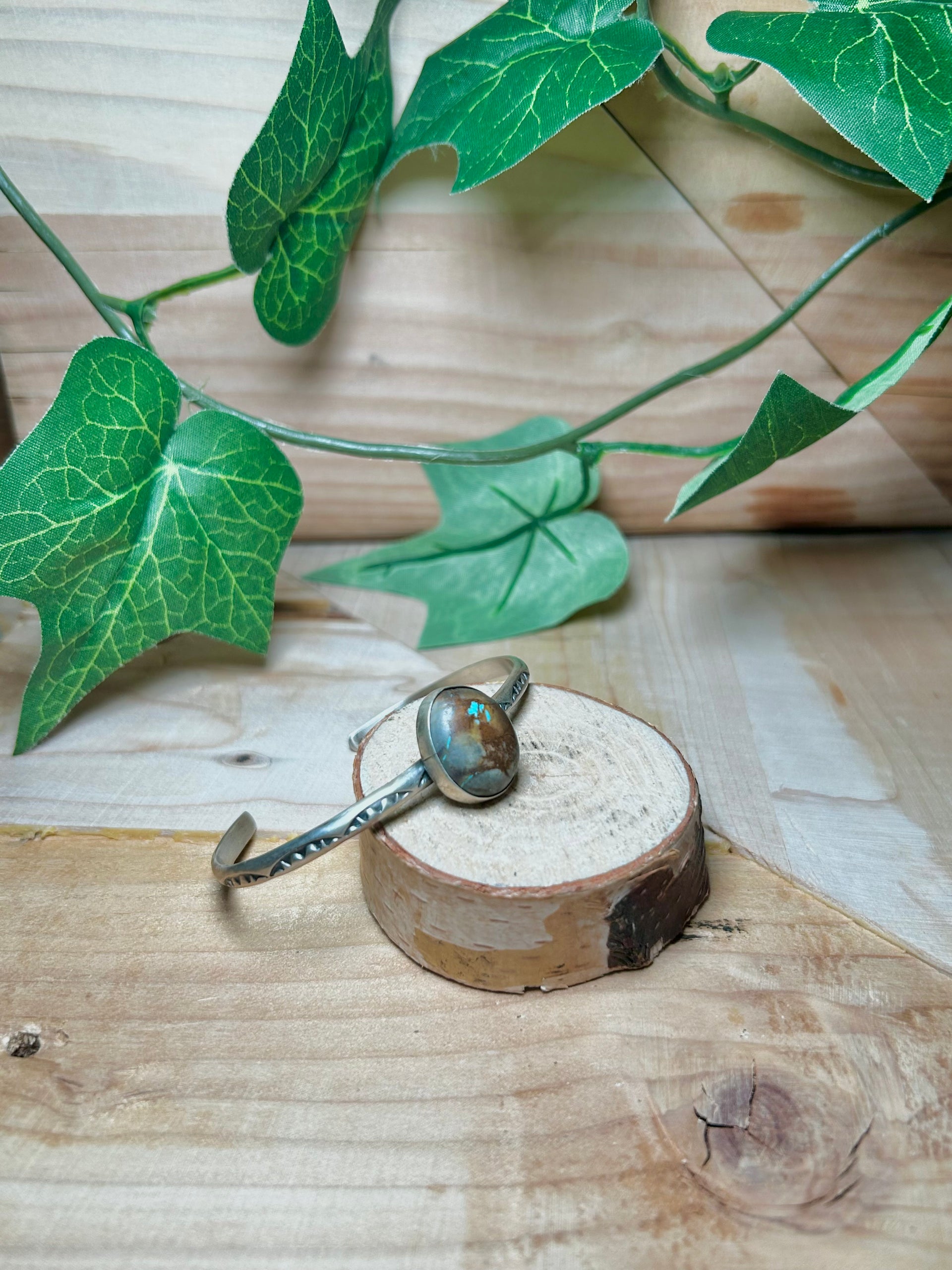 Navajo Made Boulder Turquoise & Sterling Silver Cuff Bracelet