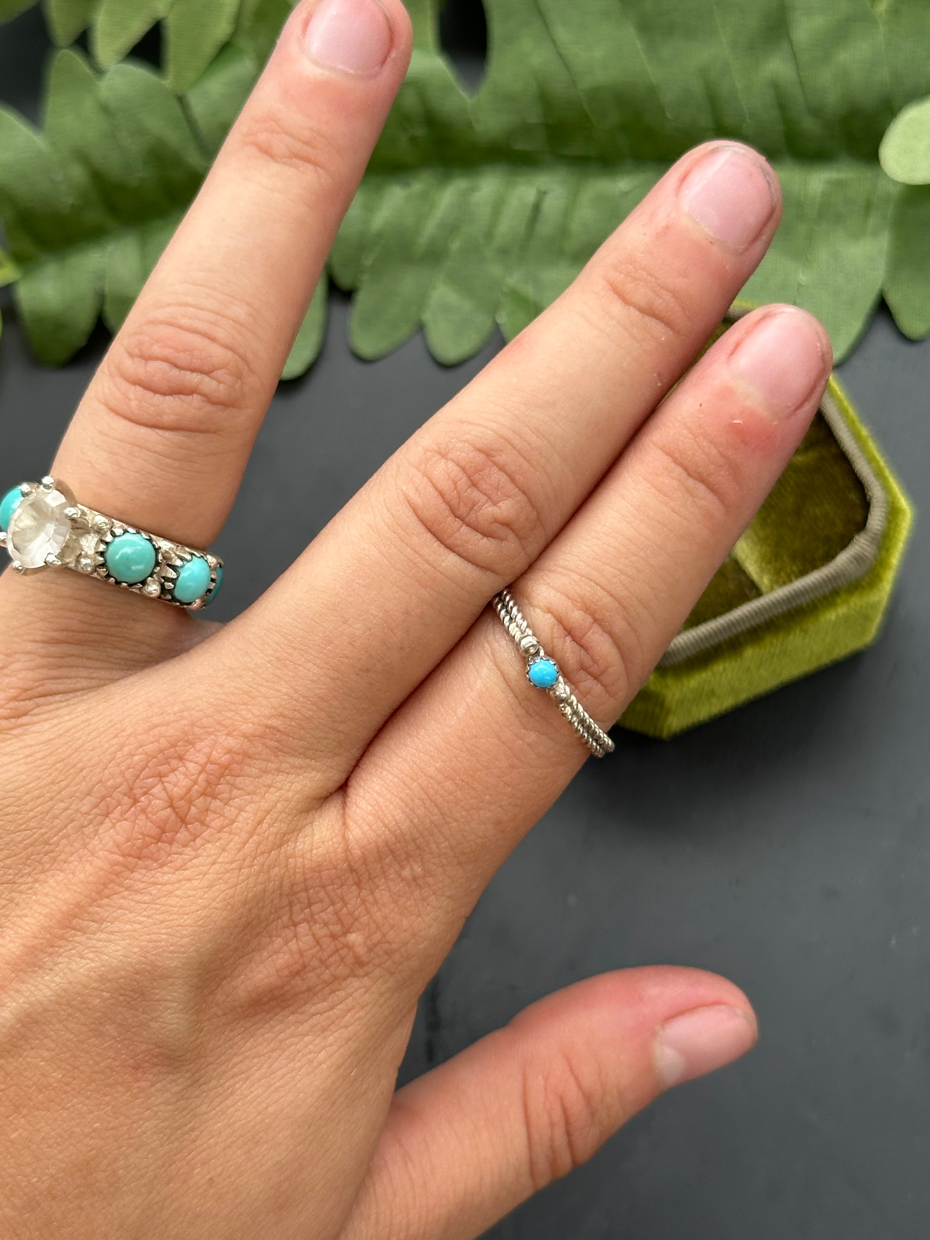 Navajo Made Kingman Turquoise & Sterling Silver Ring