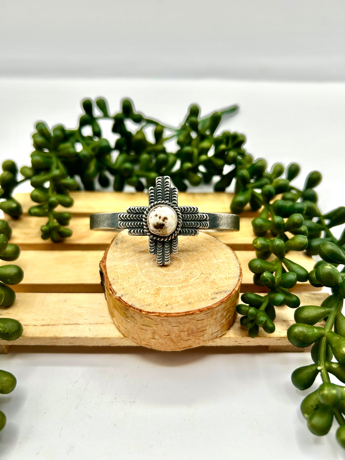 Kevin Billah White Buffalo & Sterling Silver Cuff Bracelet