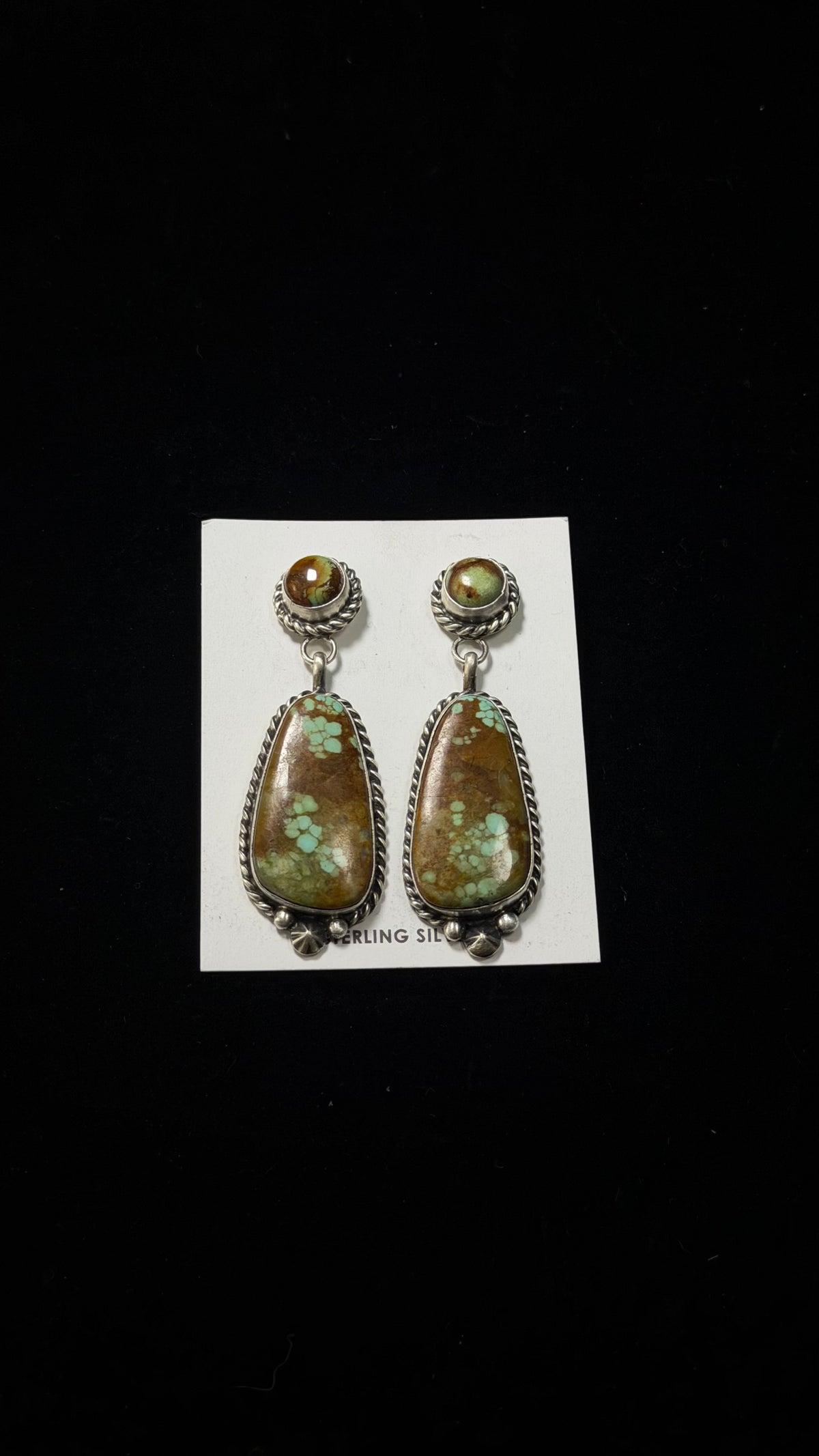 Chassity Belone Mine 8 Turquoise & Sterling Silver Post Dangle Earrings