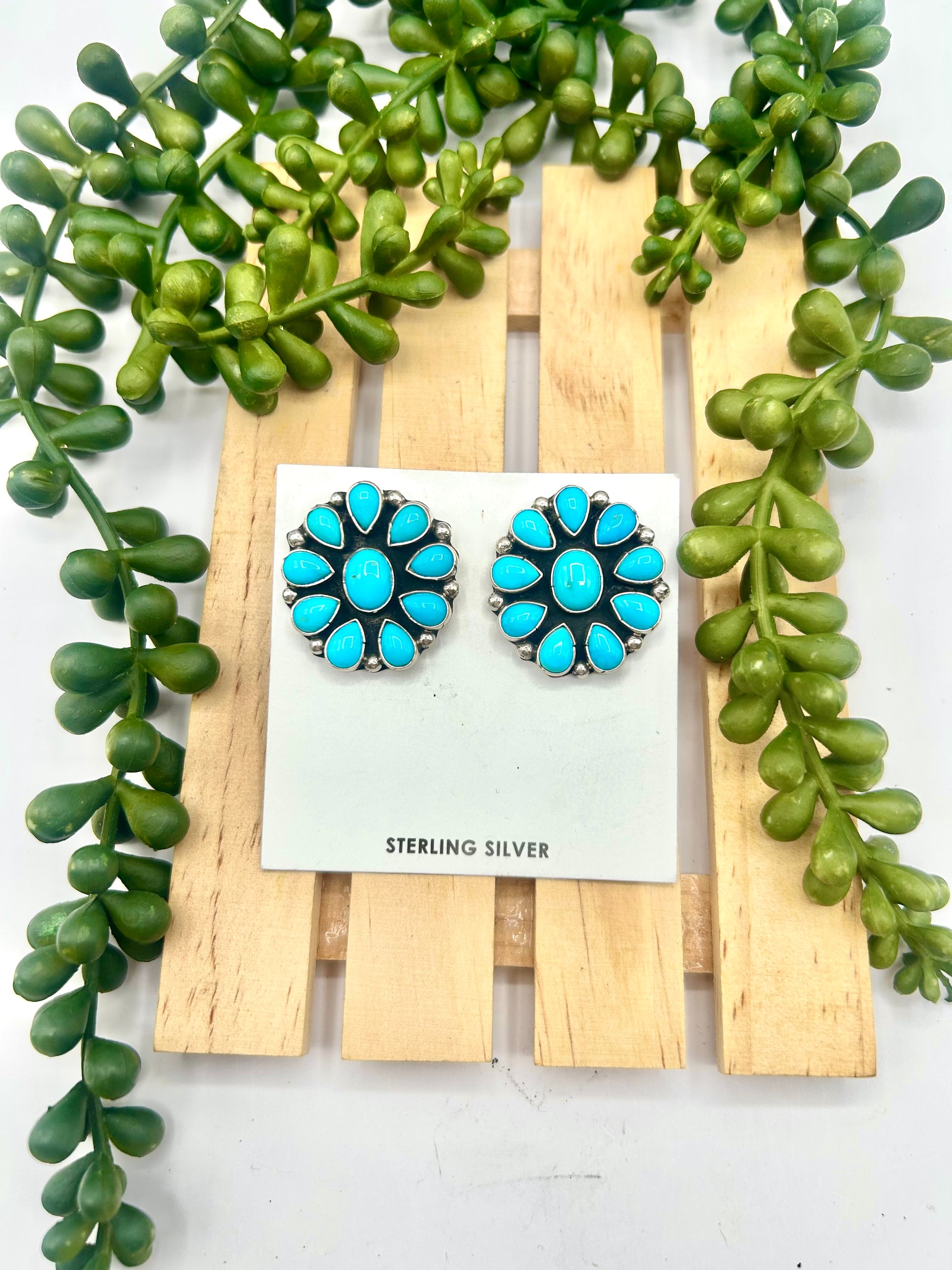 K.C. Cook Kingman Turquoise & Sterling Silver Post Earrings