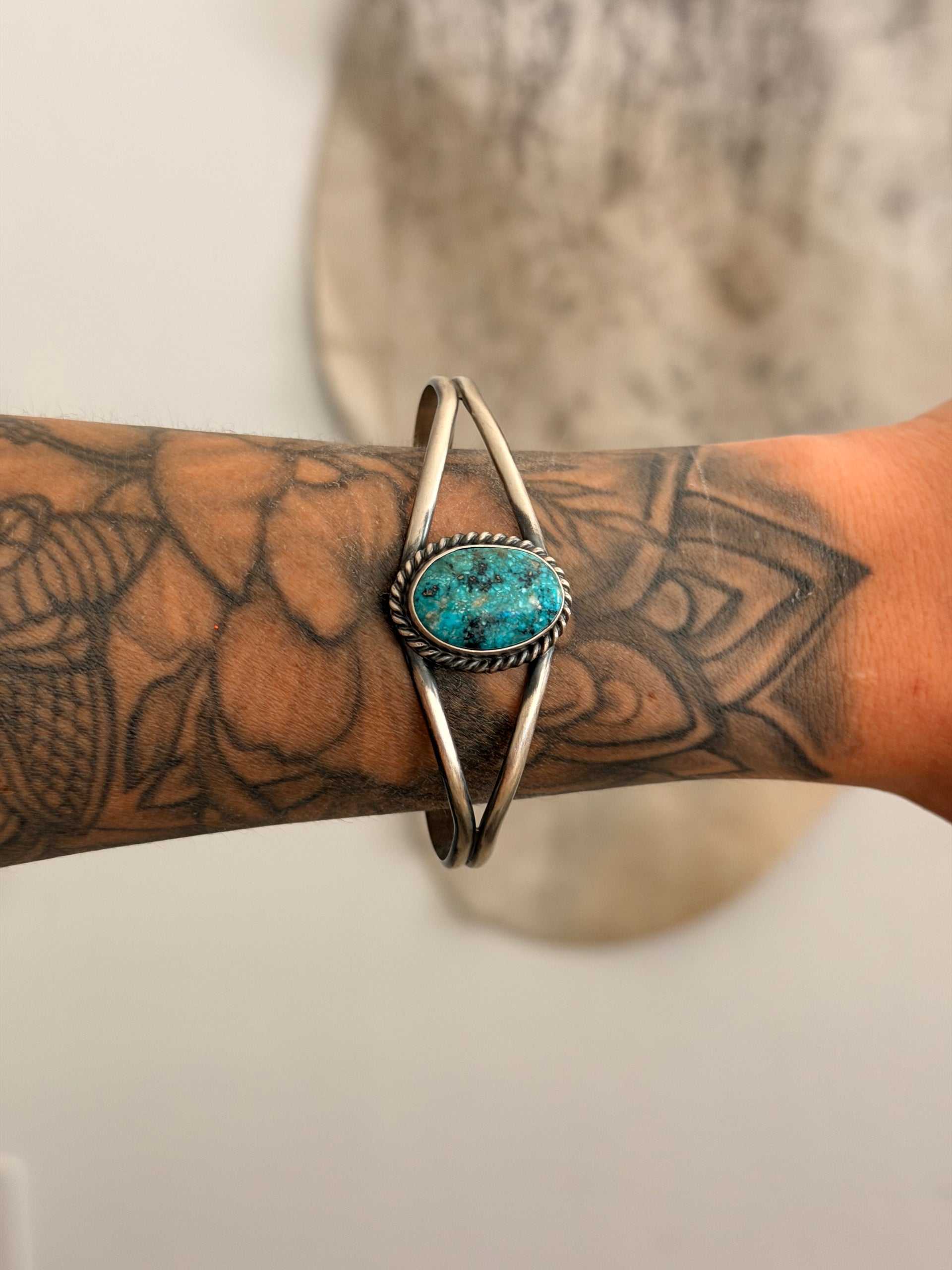 Dave Skeets Turquoise & Sterling Silver Cuff Bracelet