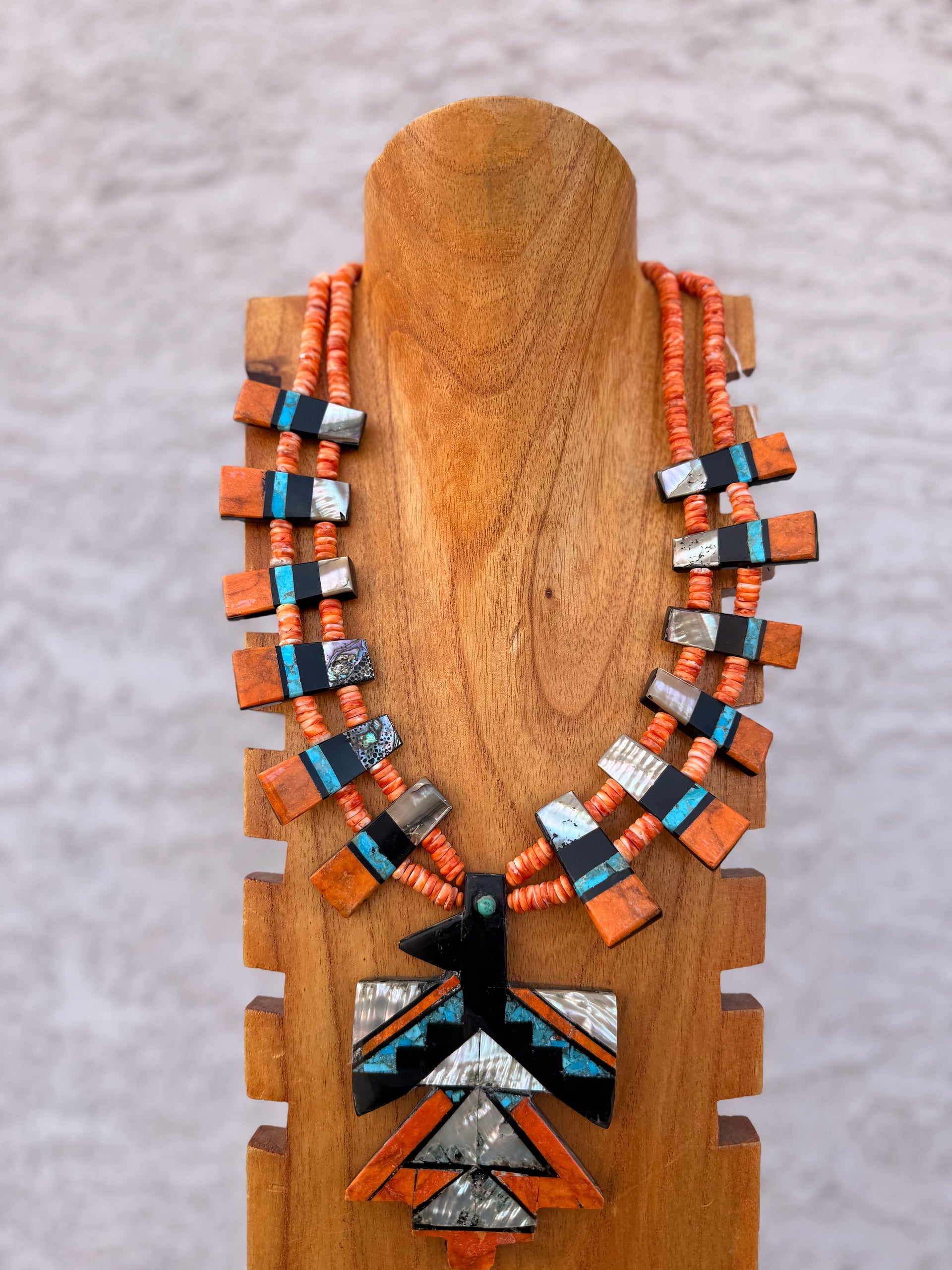 Delbert & Chaslyn Crespin  Multi Stone Inlay/Beaded Necklace Set