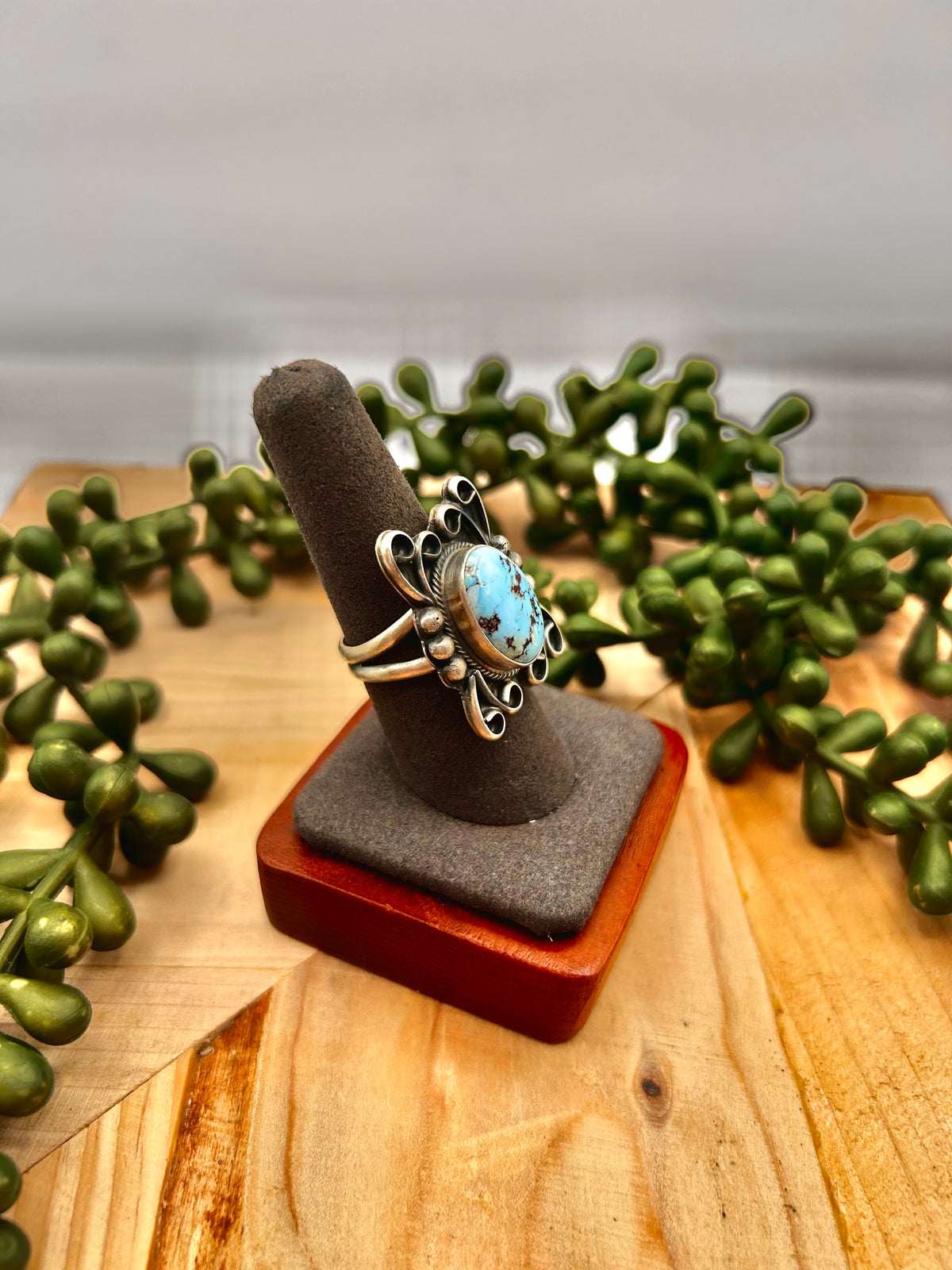 Kobe Martinez Golden Hill Turquoise & Sterling Silver Ring Size 8.25