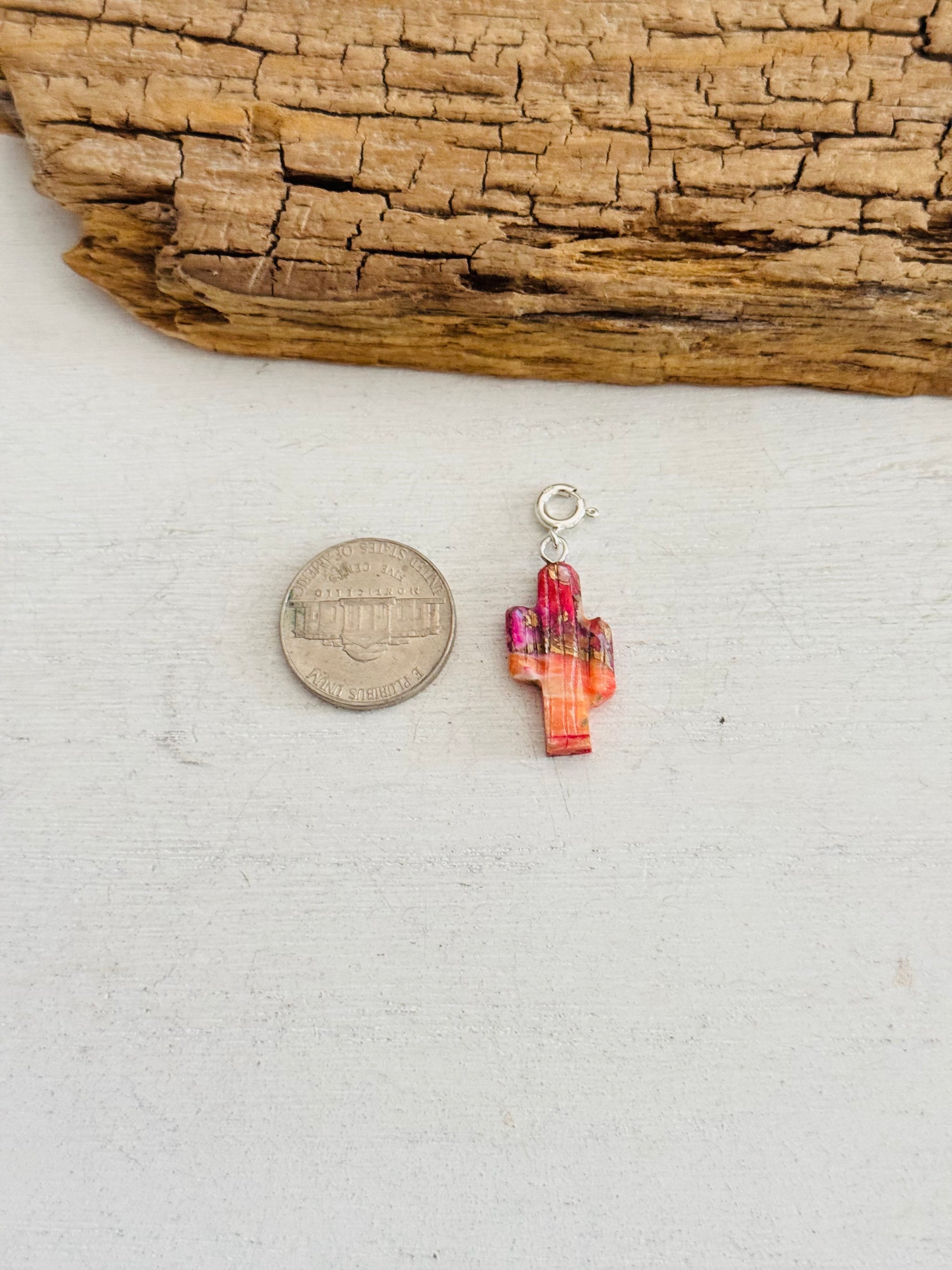 Navajo Made Mohave Turquoise & Sterling Silver Saguaro Charms