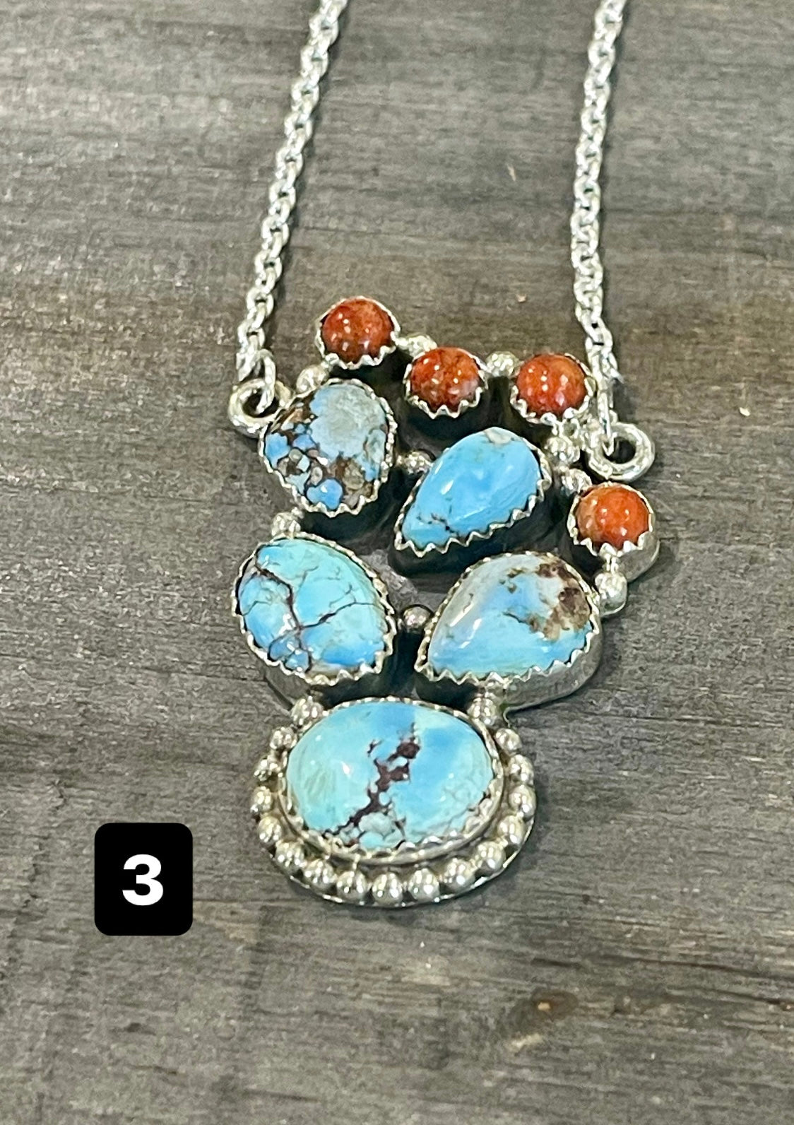 Southwest Handmade Golden Hills Turquoise & Sterling Silver Cluster Necklace