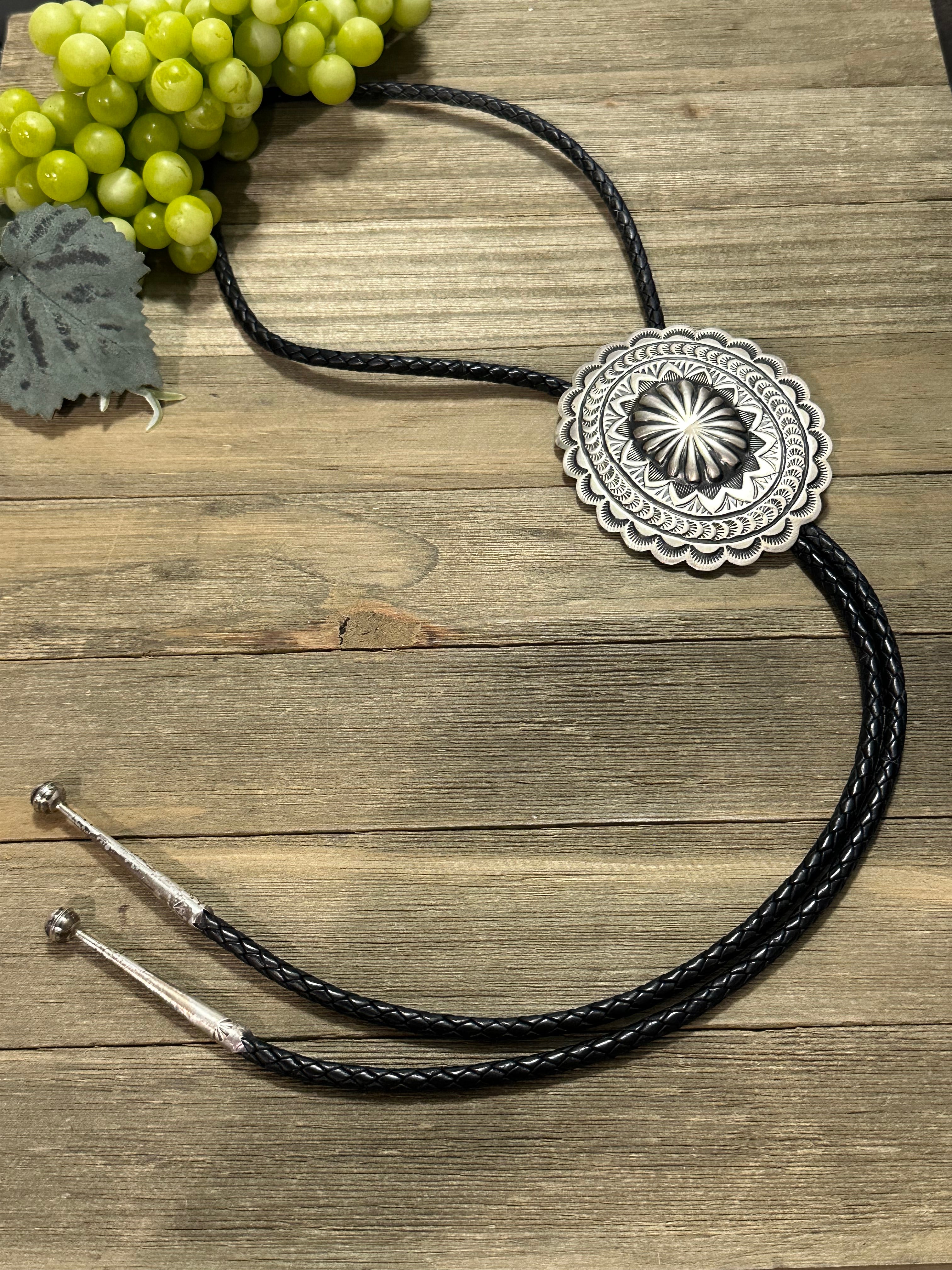 Navajo Made Sterling Silver Necklace Bolo