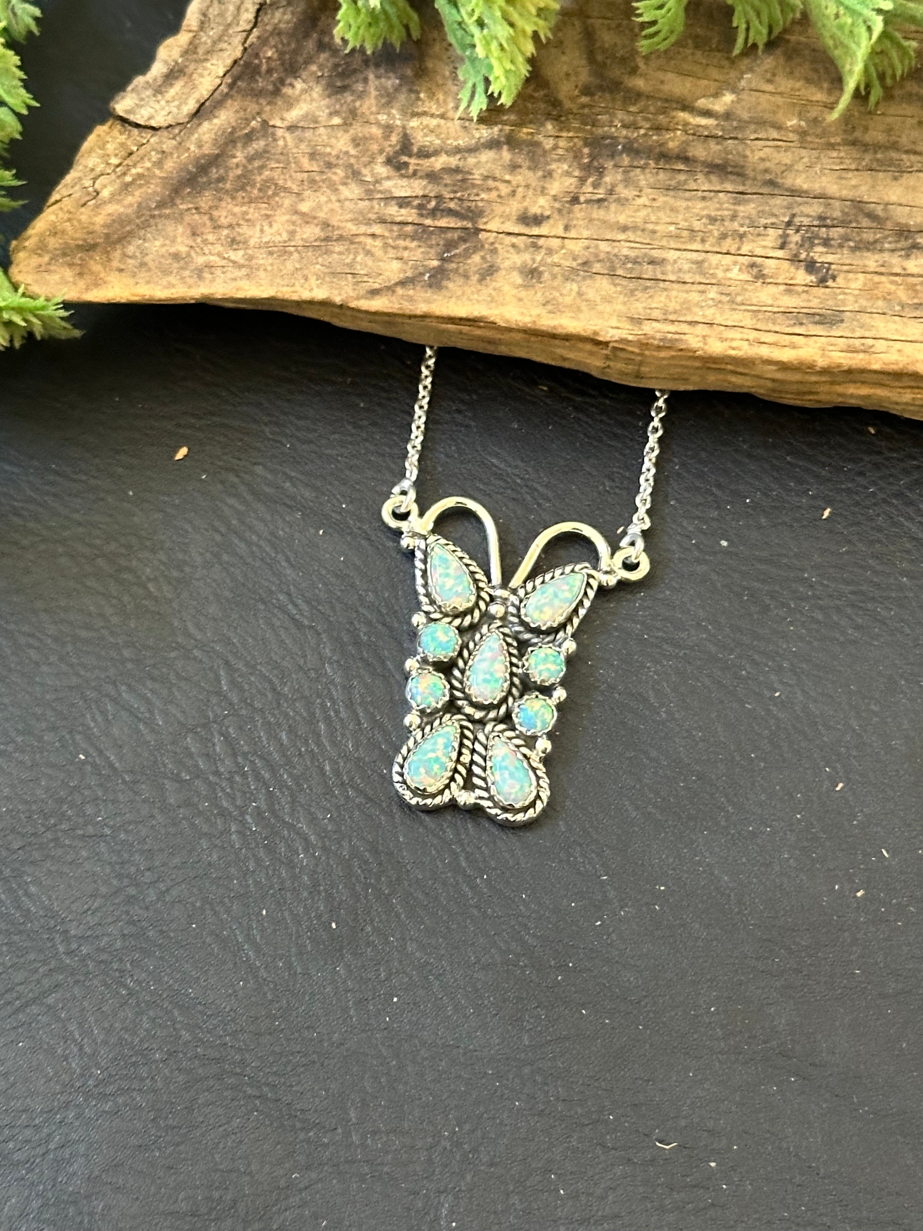 TTD “K’aalógii” Opal & Sterling Silver Cluster Necklace