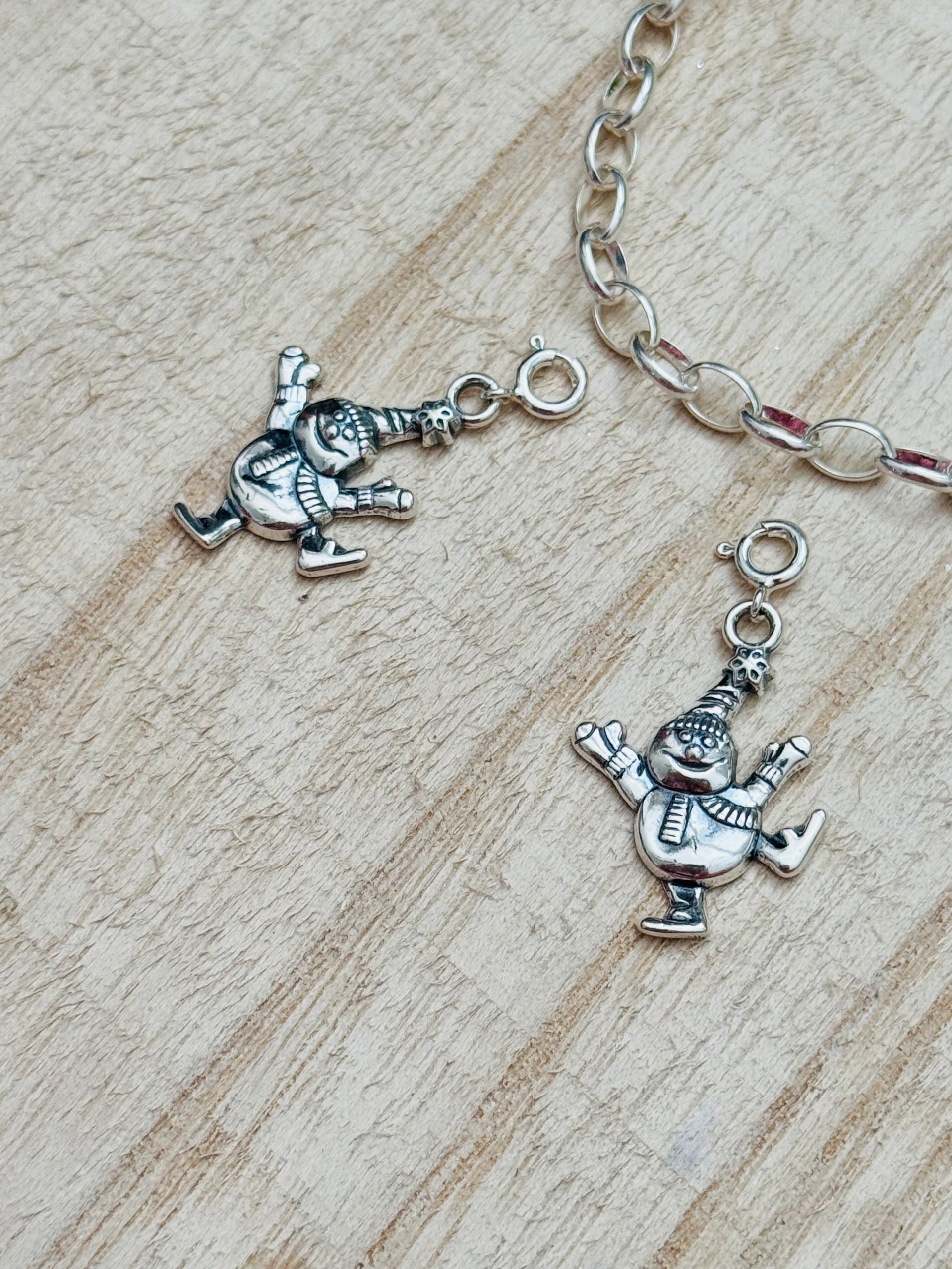 Navajo Made Sterling Silver Snow Man Cast Charms