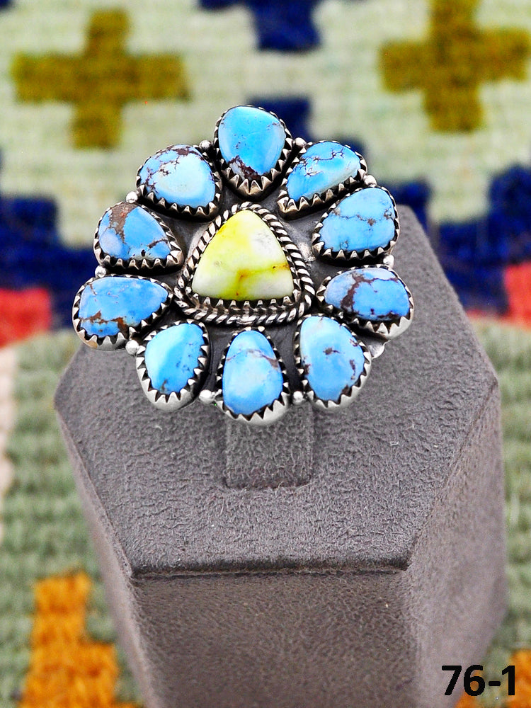 Southwest Handmade Palomino with Golden Hills & Sterling Silver Adjustable Ring