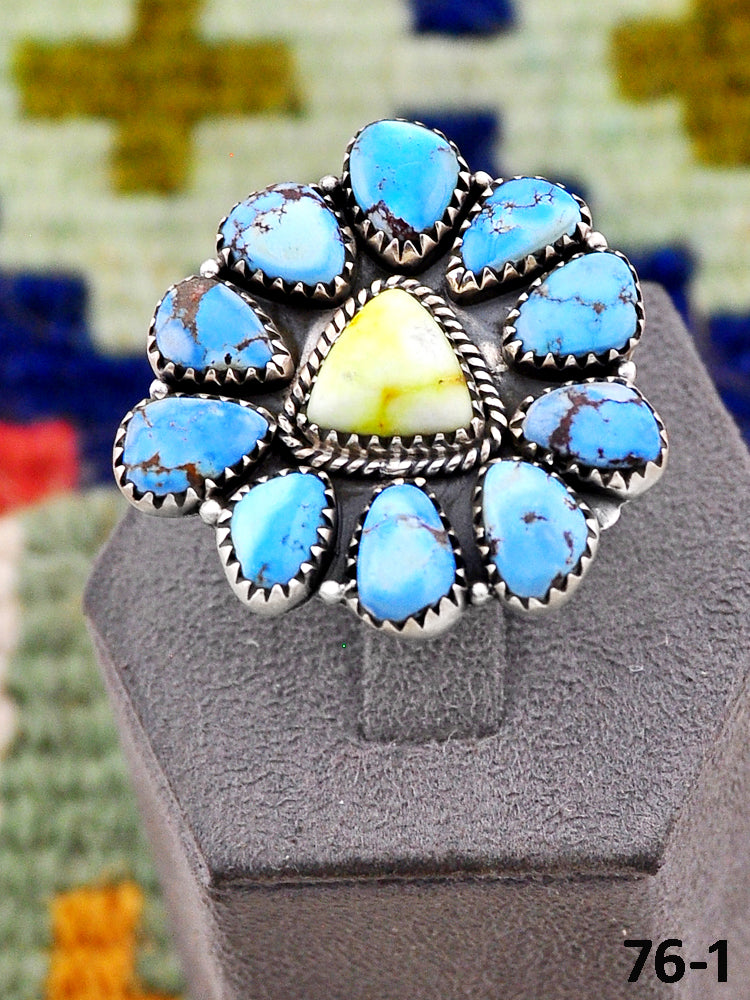 Southwest Handmade Palomino with Golden Hills & Sterling Silver Adjustable Ring