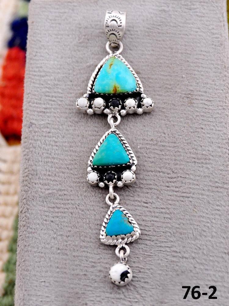 Southwest Handmade Santa Maria with White Buffalo & Sterling Silver Pendants