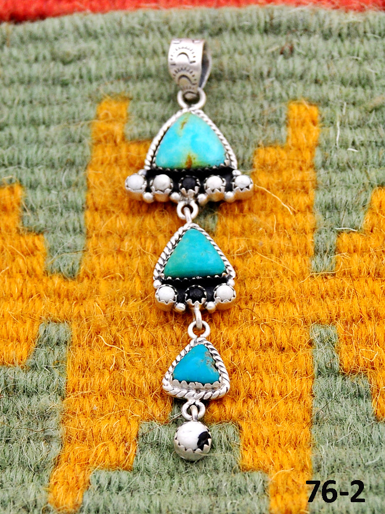 Southwest Handmade Santa Maria with White Buffalo & Sterling Silver Pendants