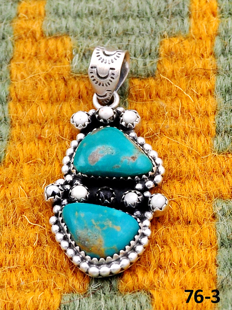 Southwest Handmade Santa Maria with White Buffalo & Sterling Silver Pendants