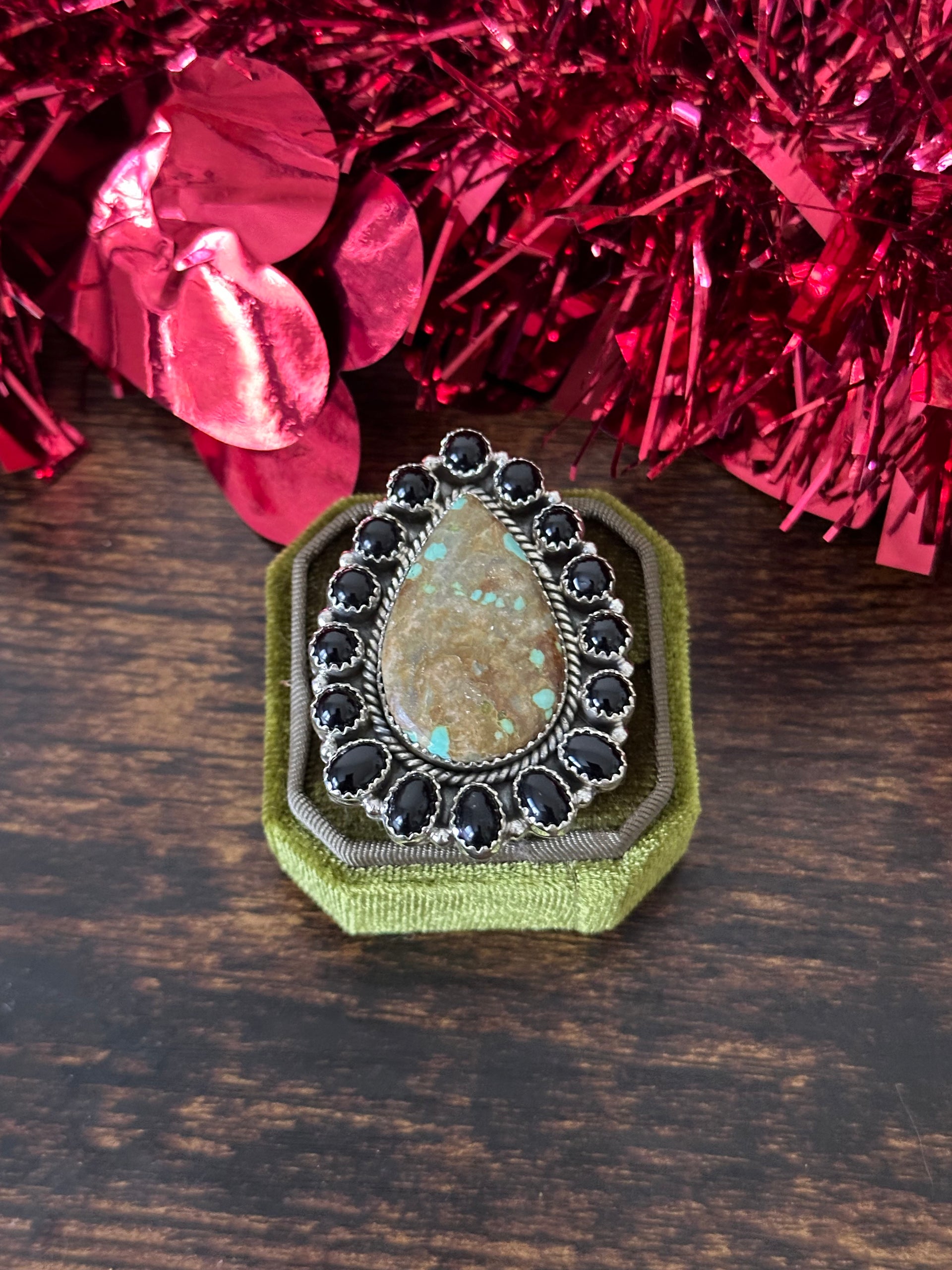 Southwest Handmade Multi Stone & Sterling Silver Cluster Adjustable Ring