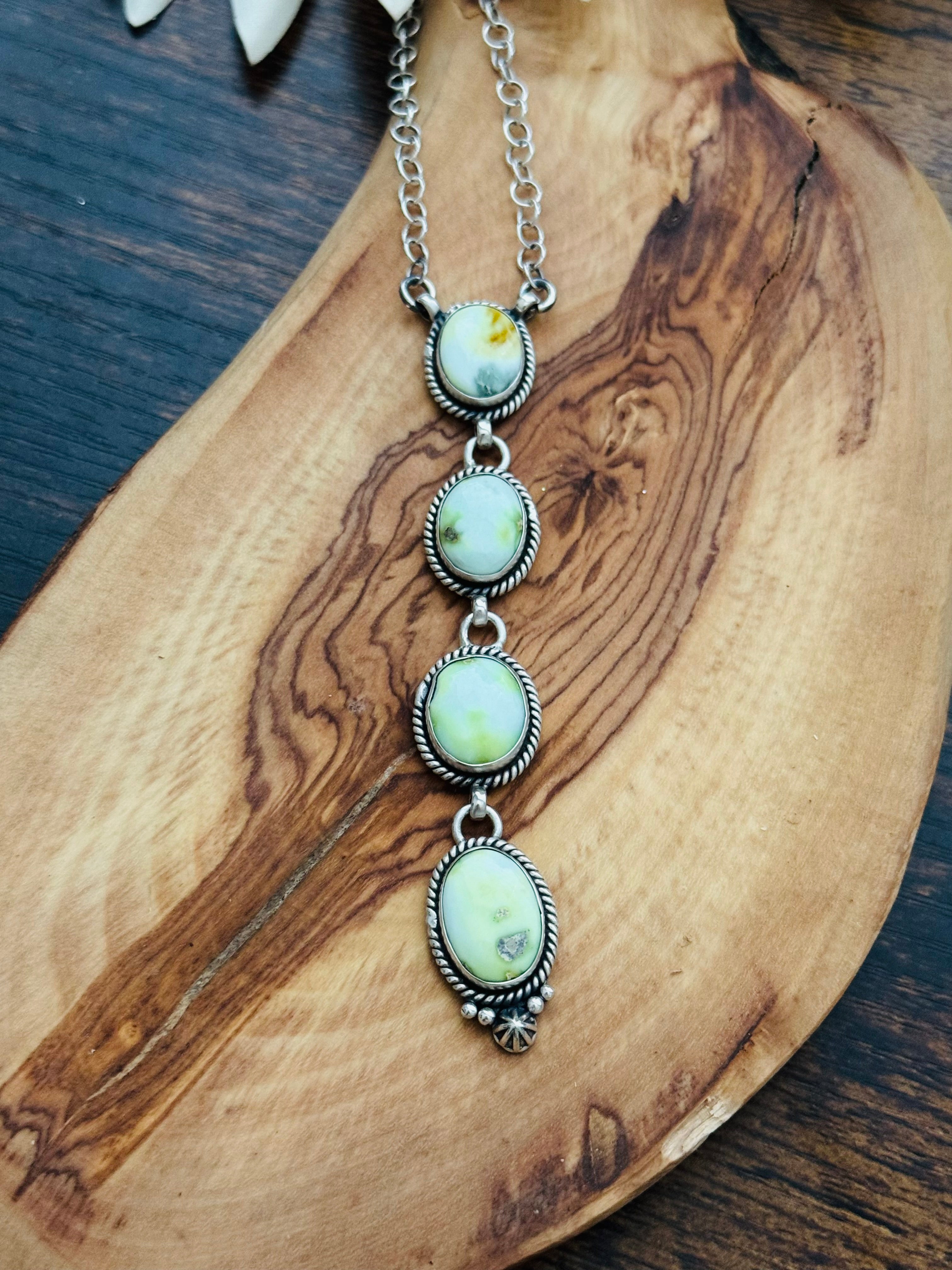 Southwest Handmade Palomino Variscite & Sterling Silver Necklace