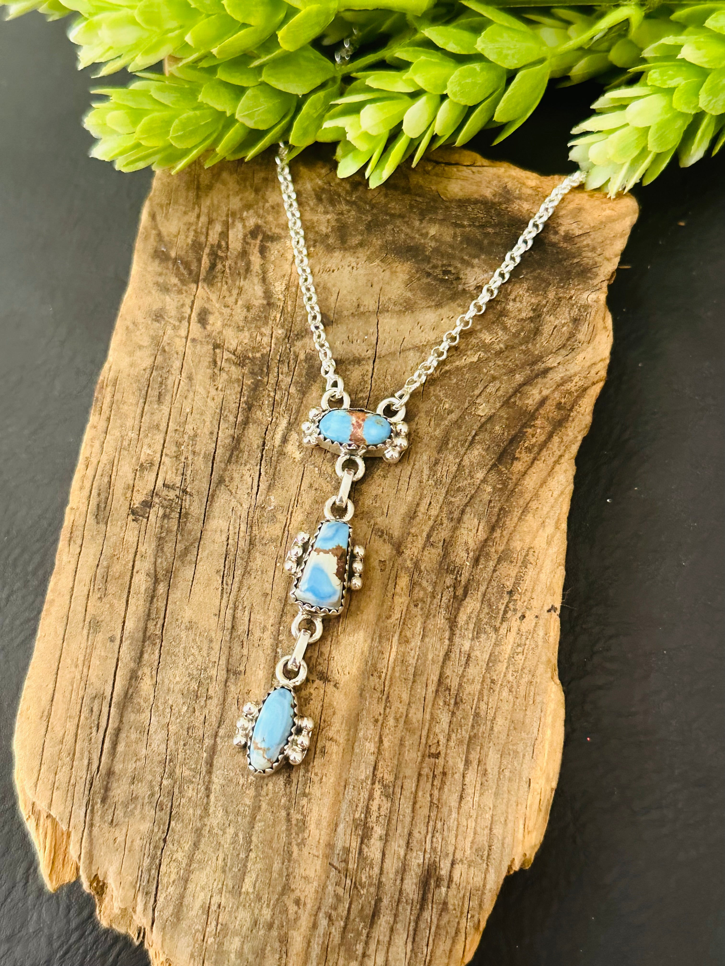 Southwest Handmade Golden Hills Turquoise & Sterling Silver Necklace