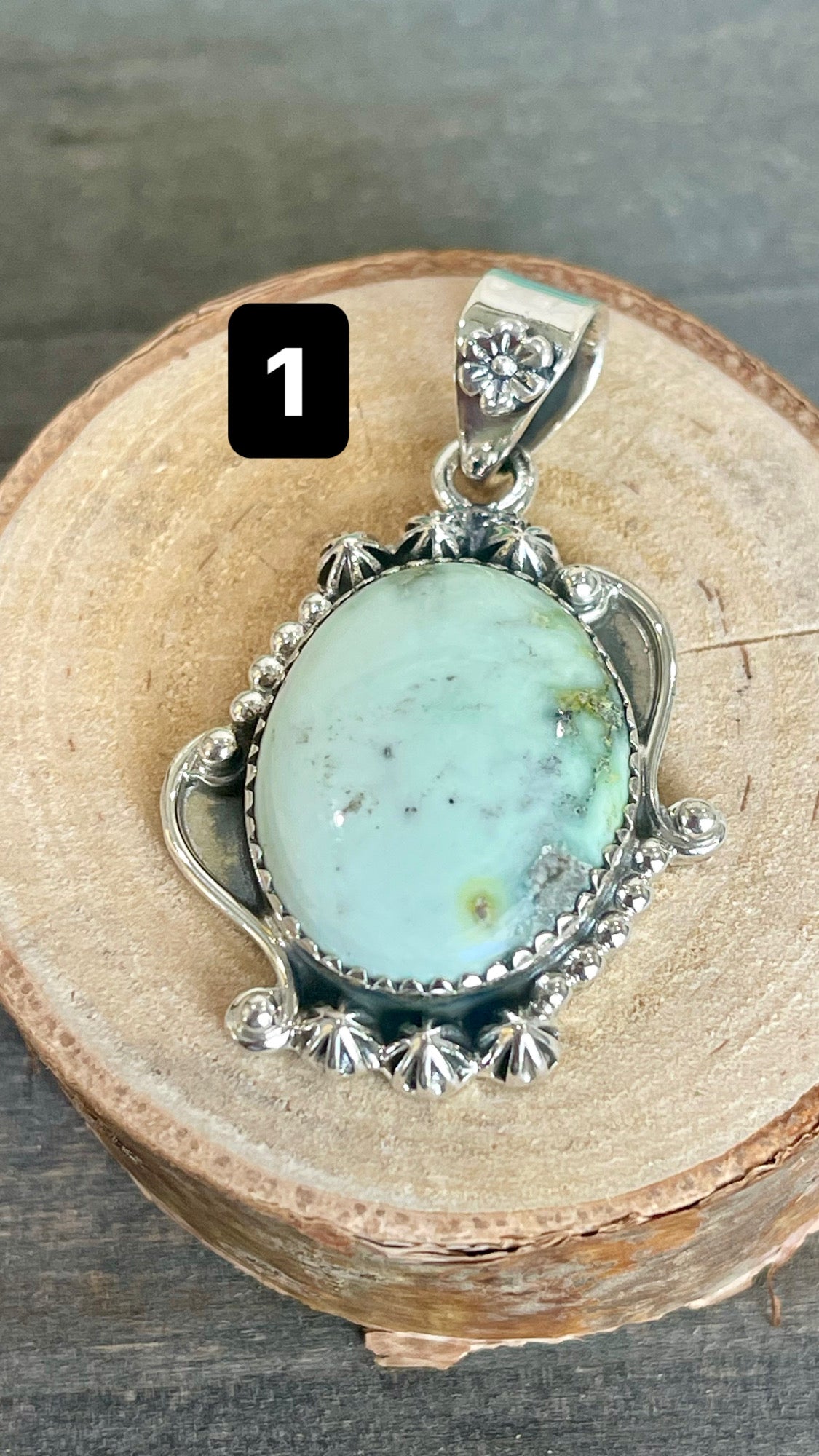 Southwest Palomino Variscite & Sterling Silver Pendant