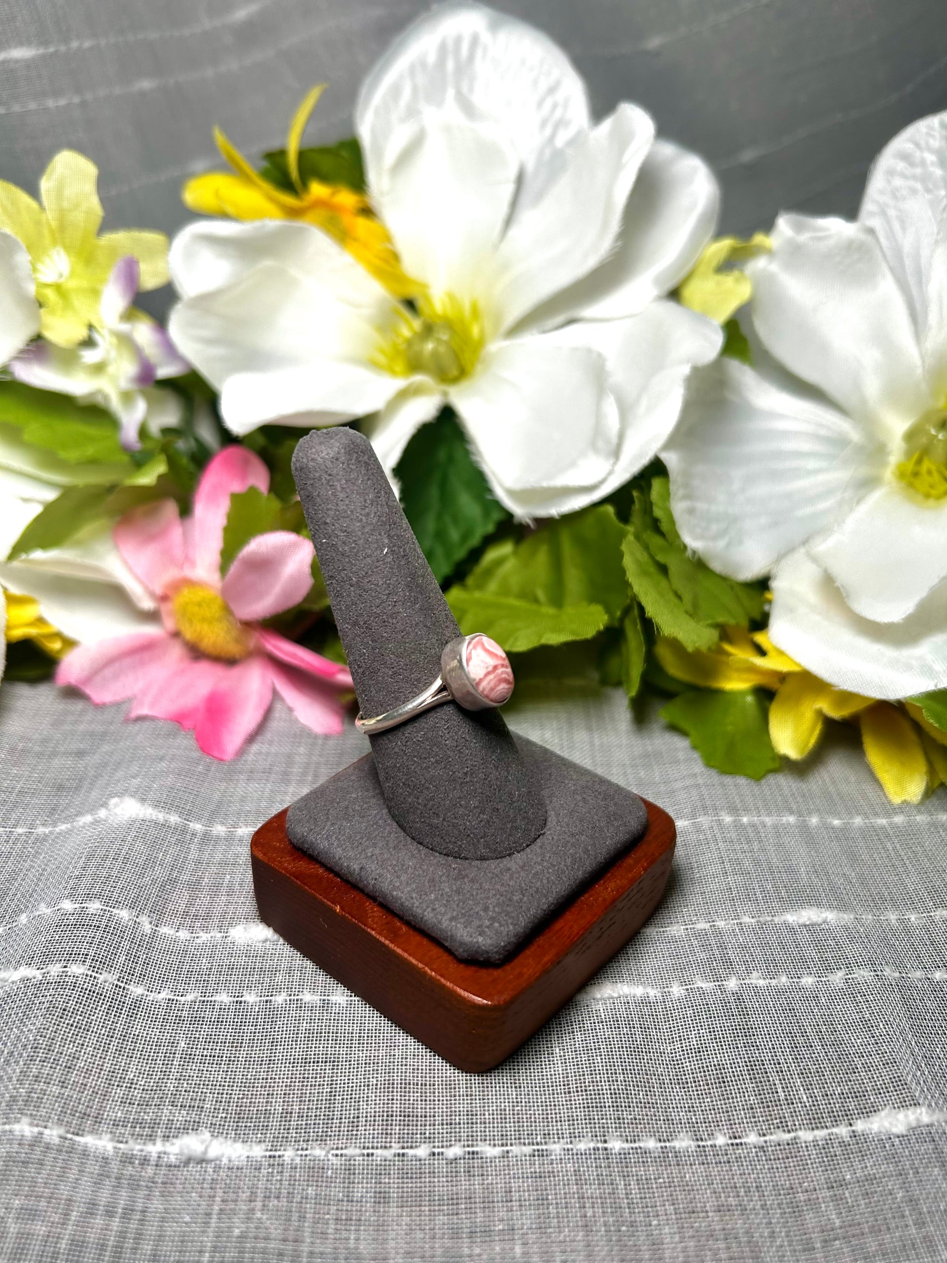 Navajo Made Rhodo Chrosite & Sterling Silver Ring Size 9