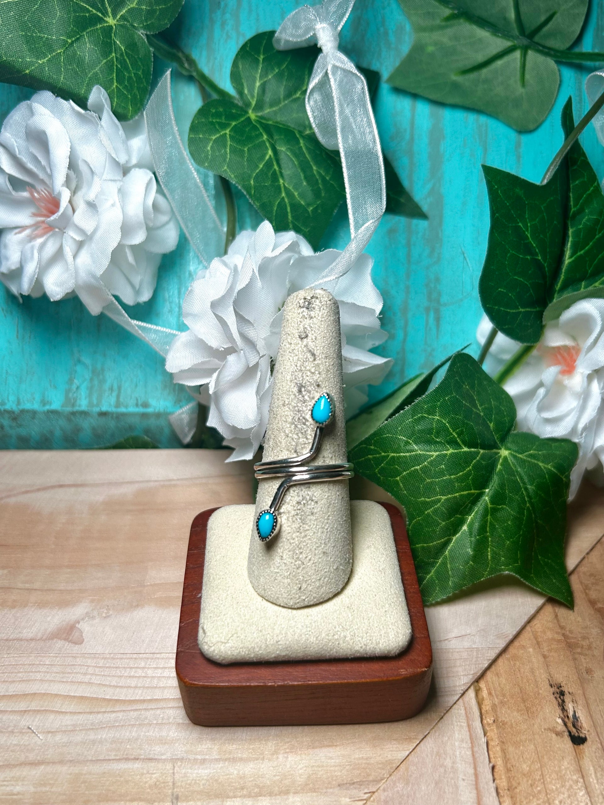 Navajo Made Sleeping Beauty Turquoise & Sterling Silver Ring