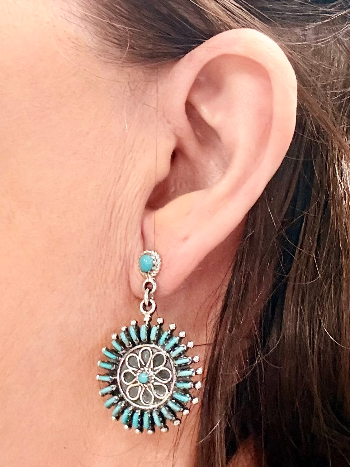 Southwest Handmade Turquoise & Sterling Silver Pendant Set