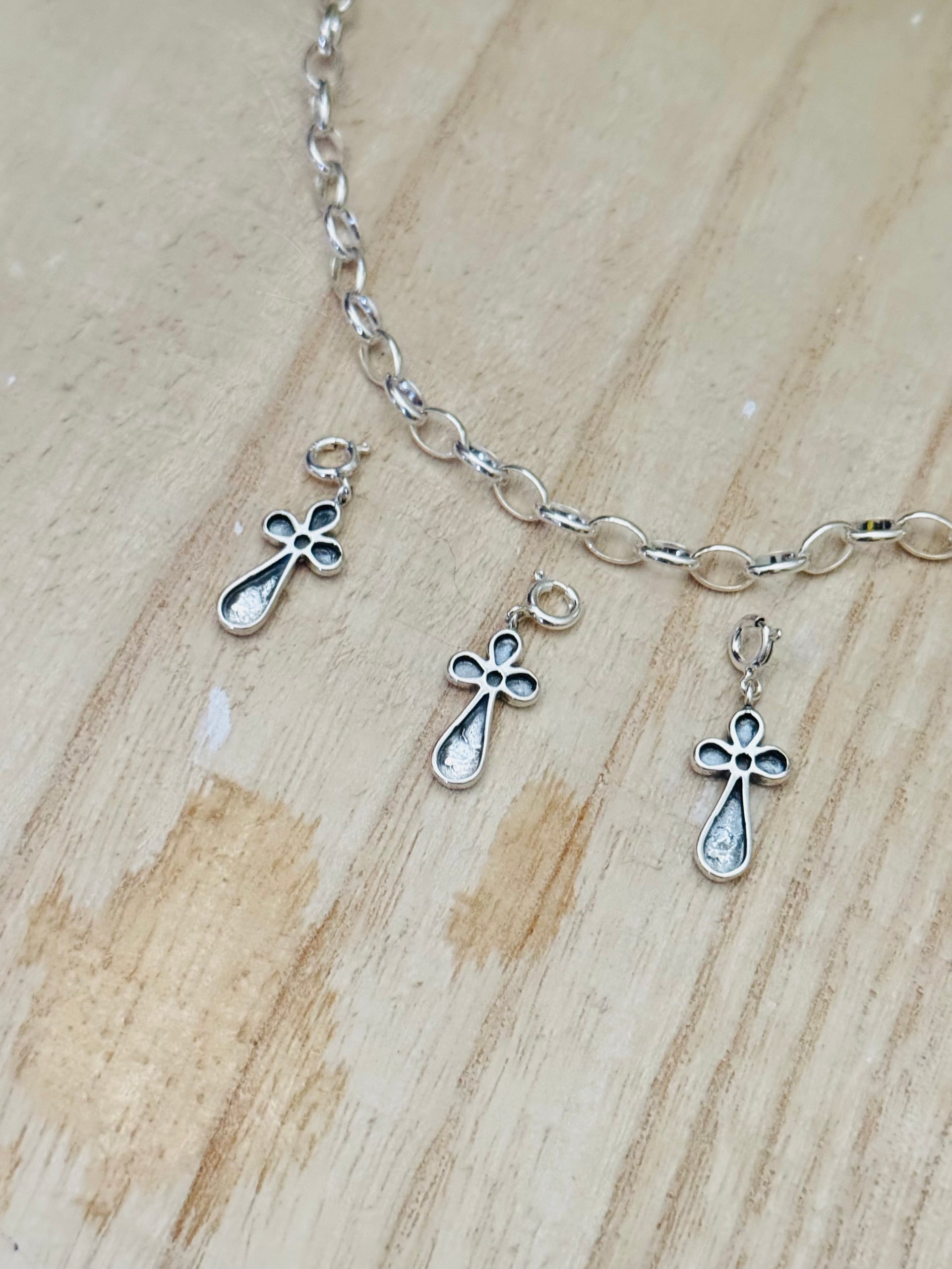 Navajo Made Sterling Silver Cross Cast Charms