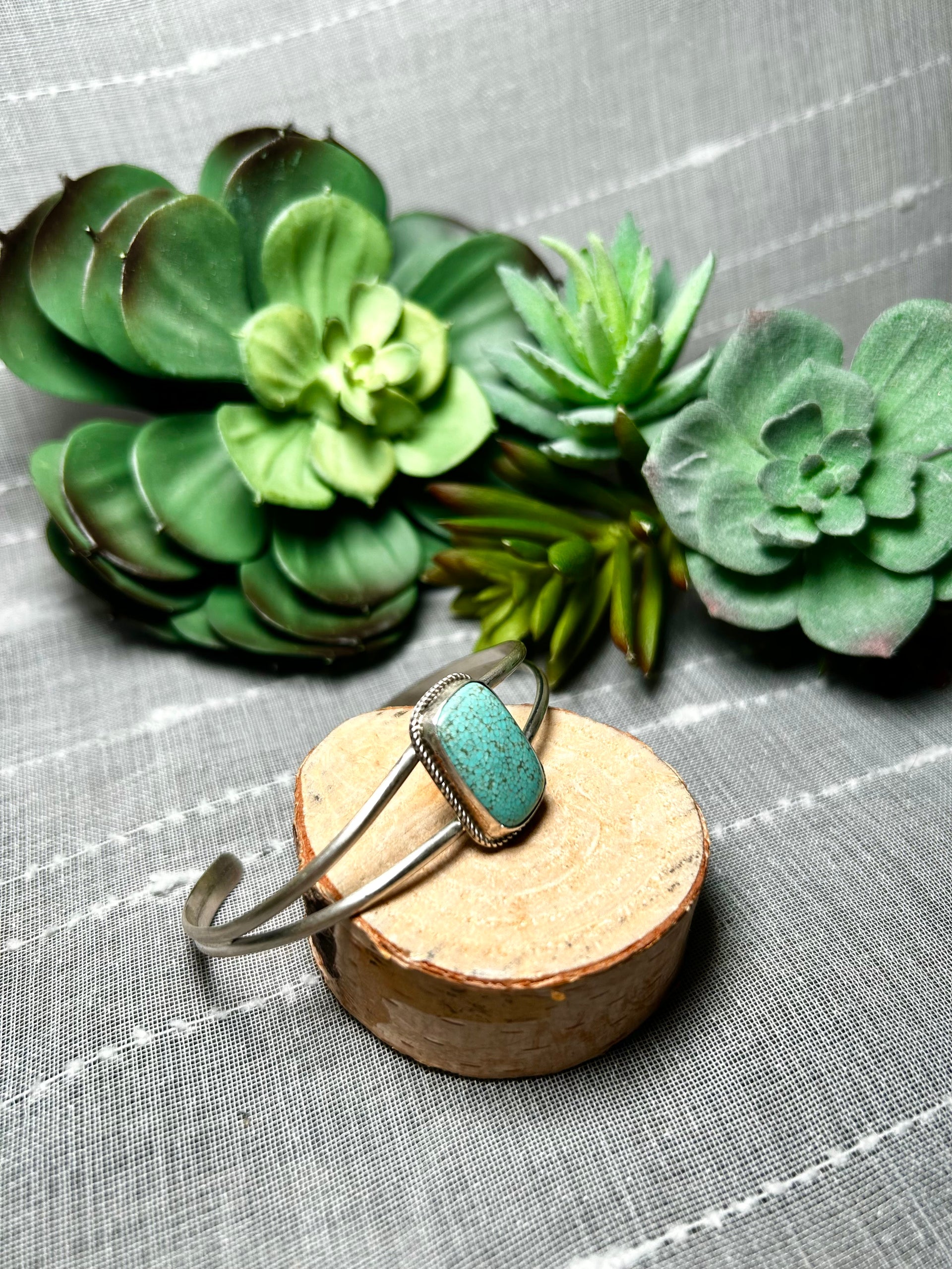 Navajo Made #8 Turquoise & Sterling Silver Cuff Bracelet