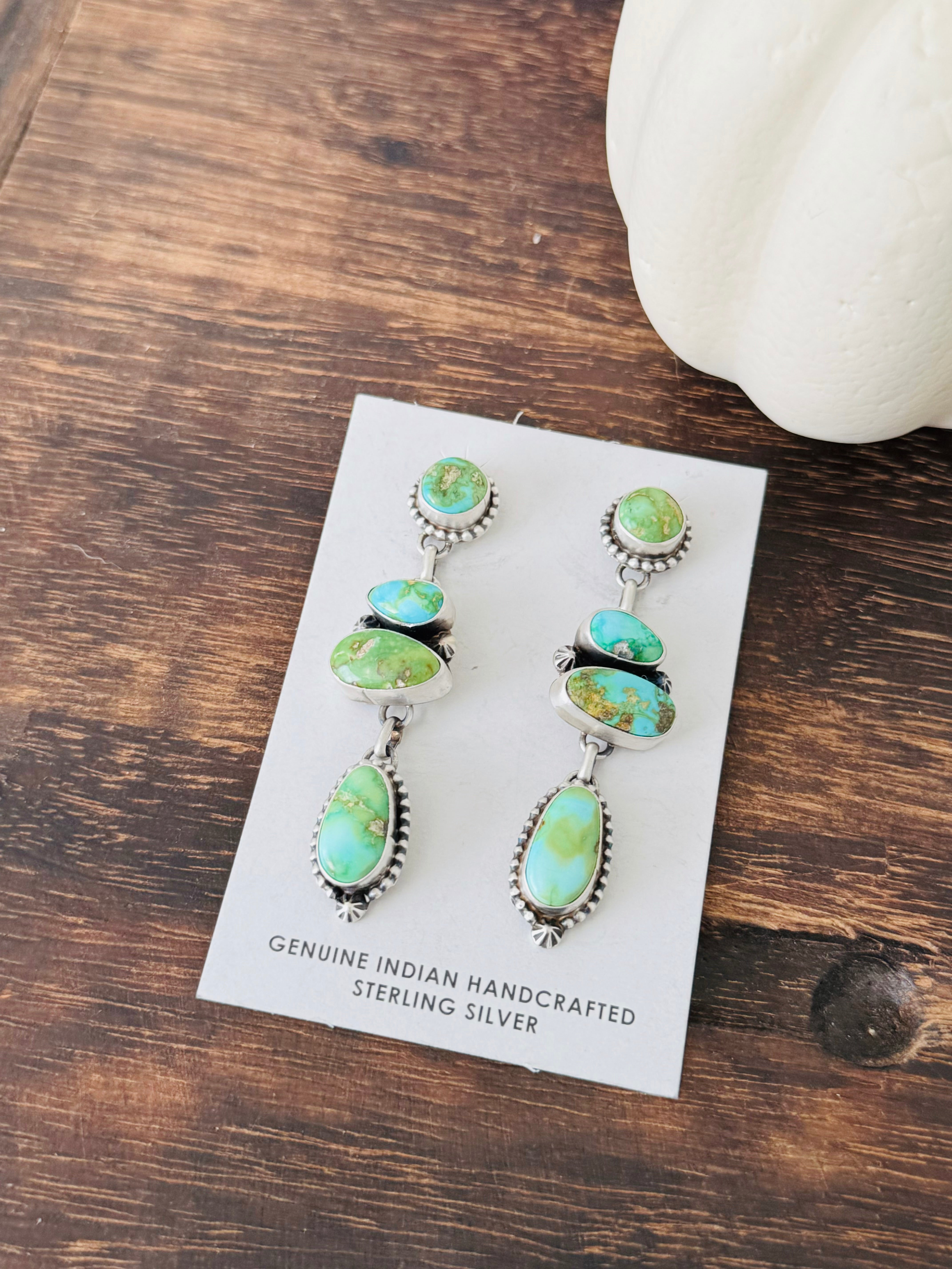 Lorenzo Juan Sonoran Mountain Turquoise & Sterling Silver Post Dangle Earrings