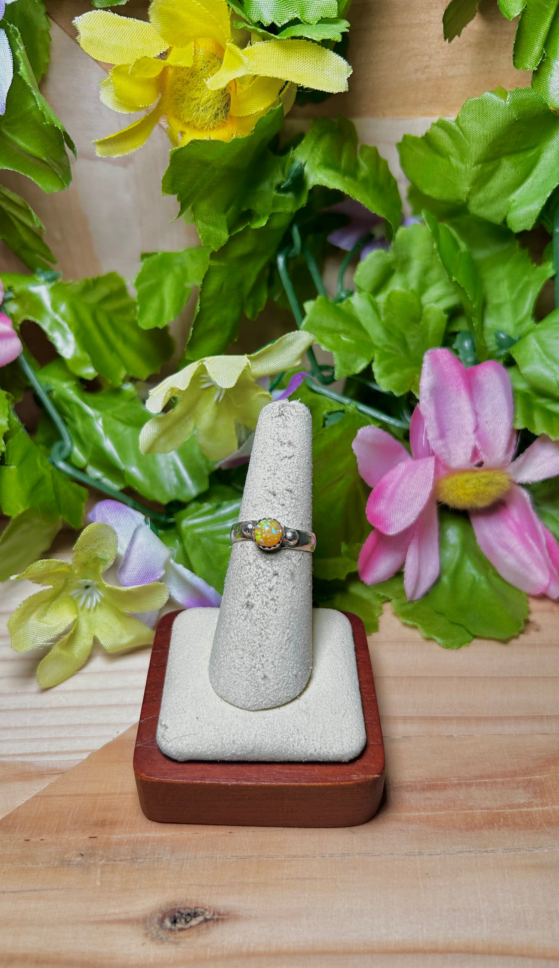 Navajo Made Opal  & Sterling Silver Ring Size 6.5