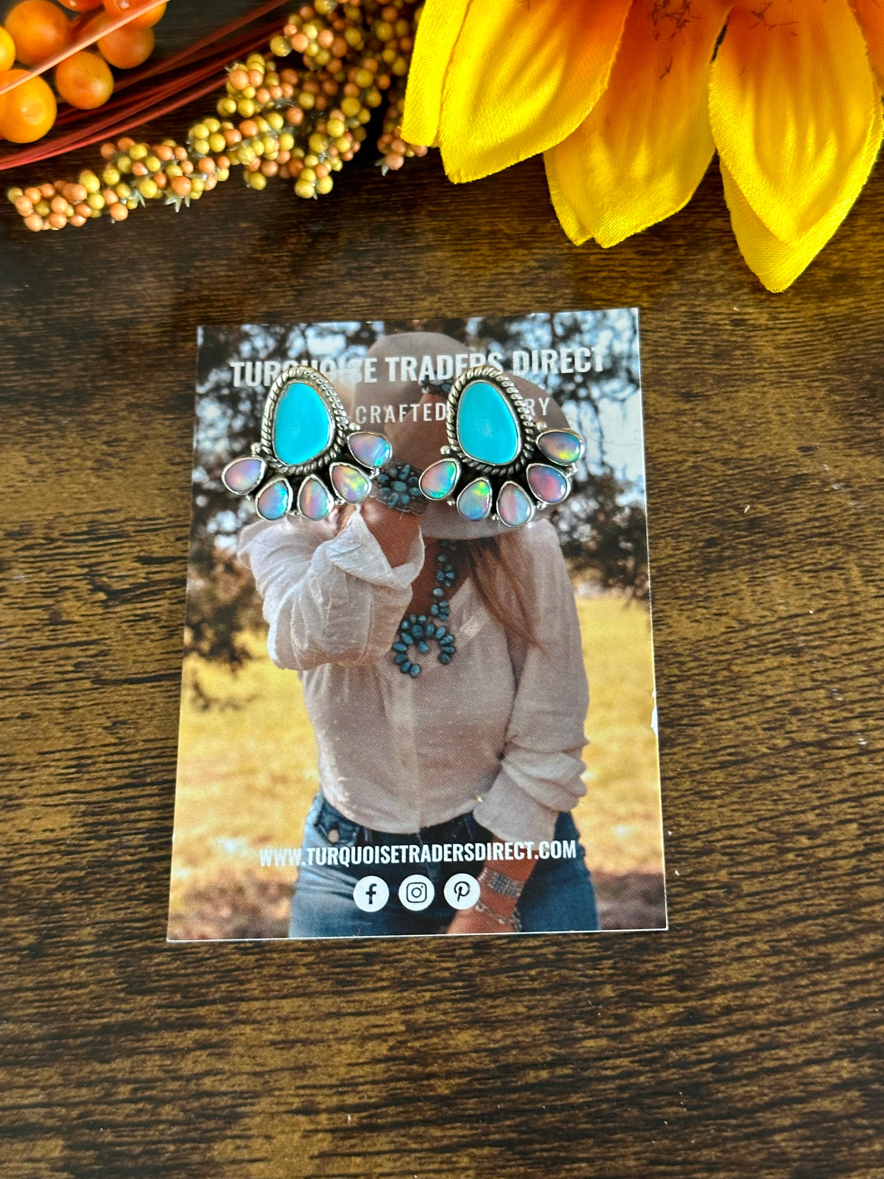 Southwest Handmade Multi Stone & Sterling Silver Post Earrings