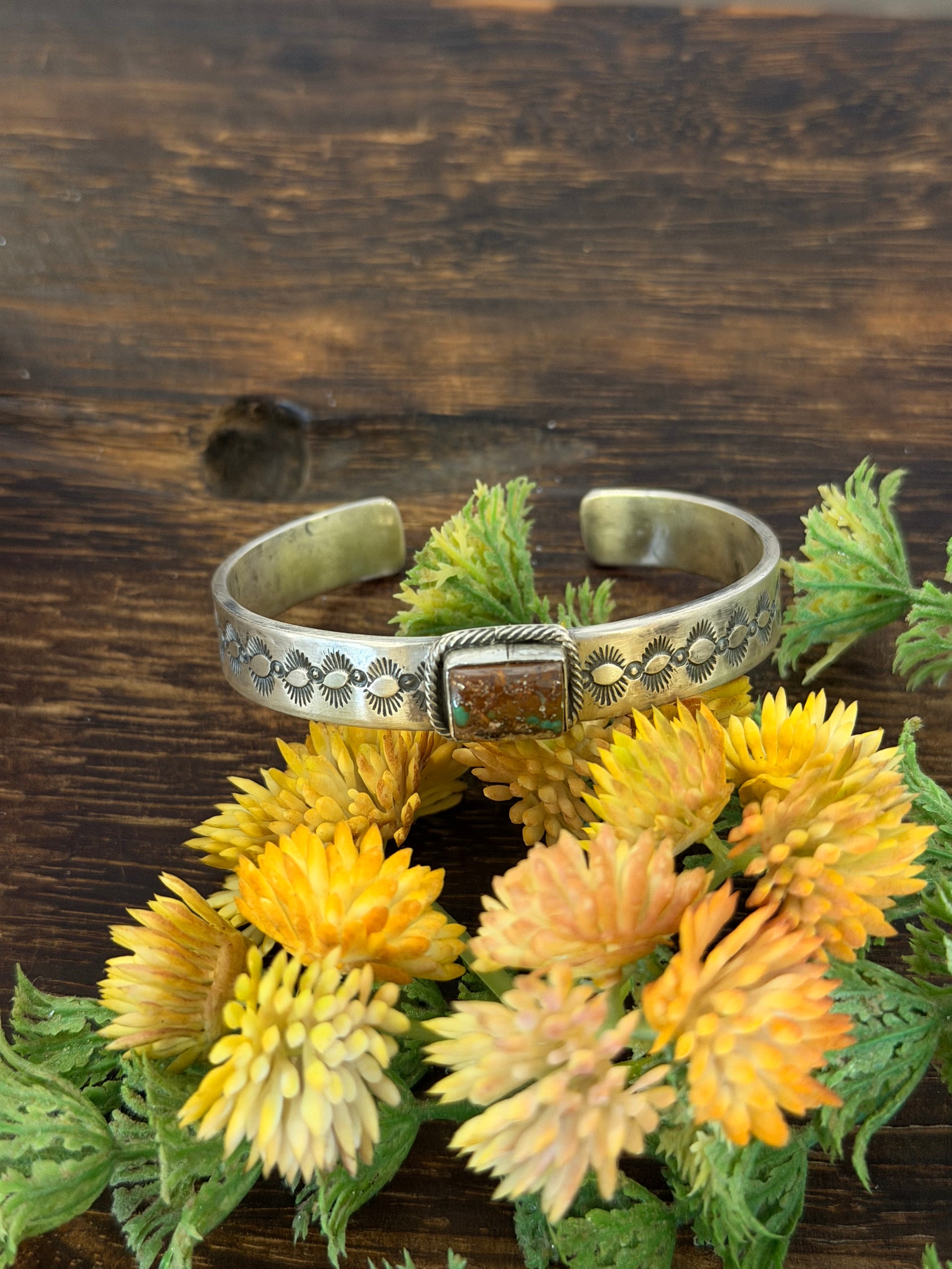 Navajo Made Royston Turquoise & Sterling Silver Cuff Bracelet