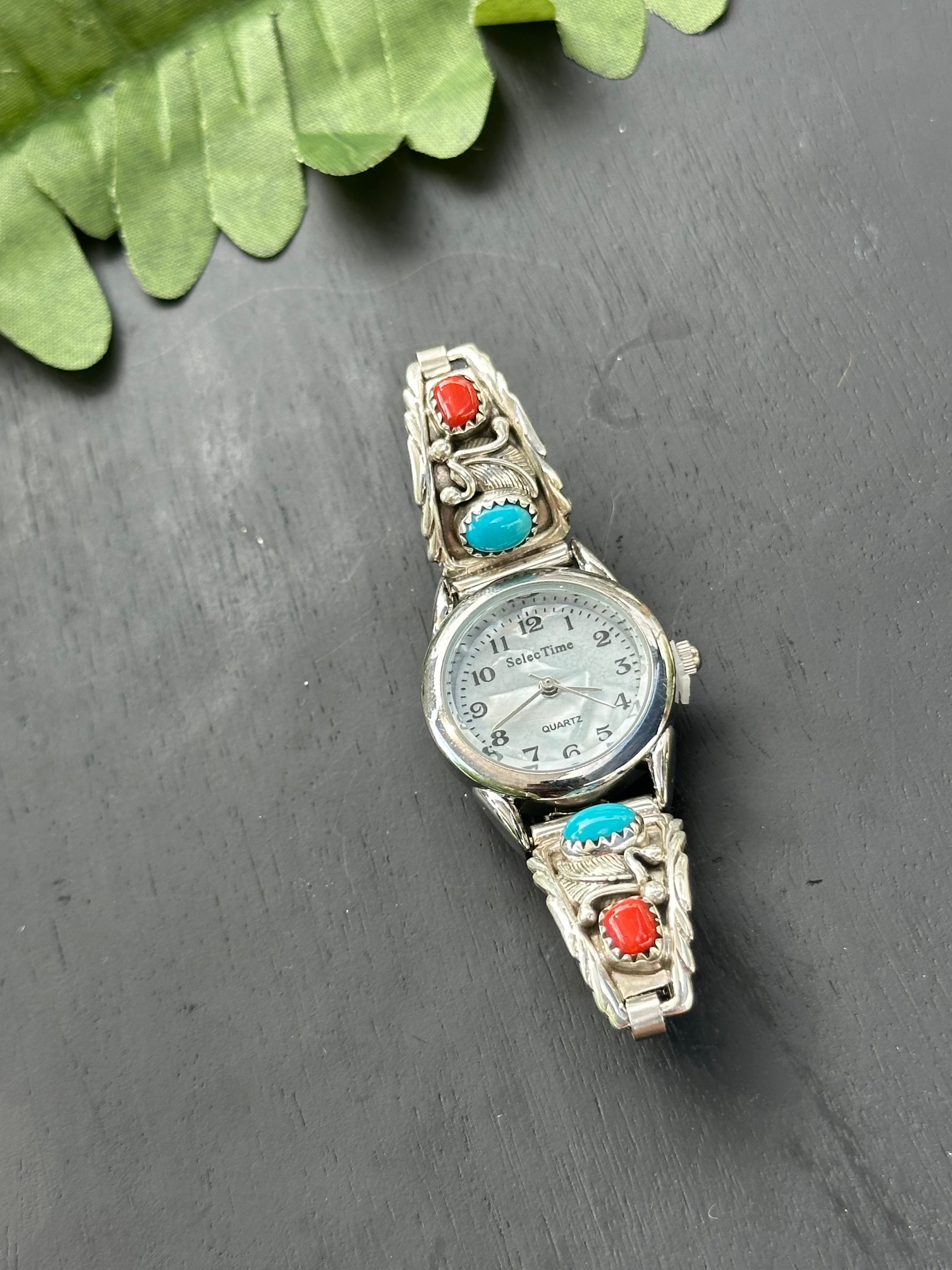 Navajo Multi Stone & Sterling Silver Watch