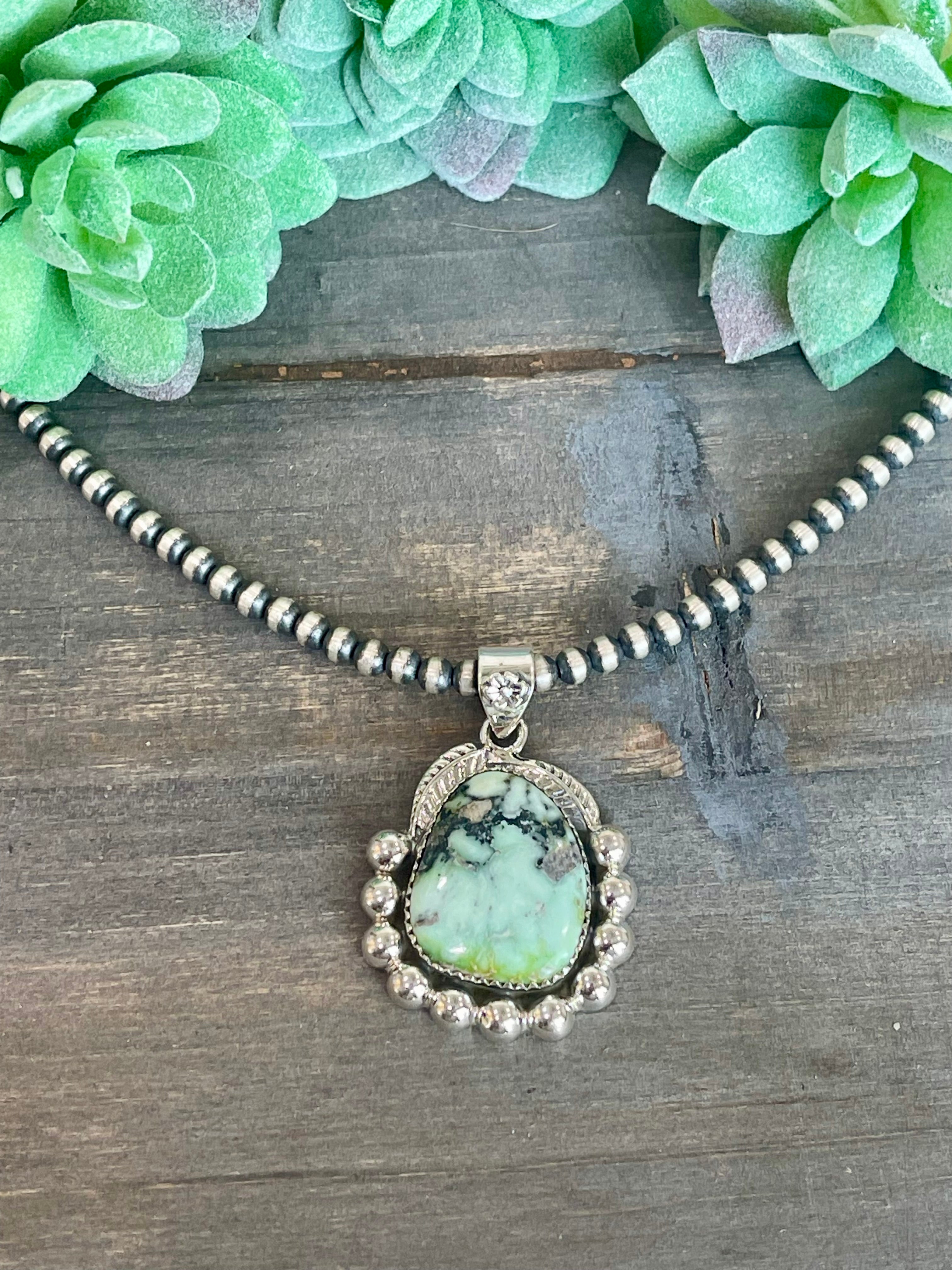 Southwest Palomino Variscite & Sterling Silver Pendant