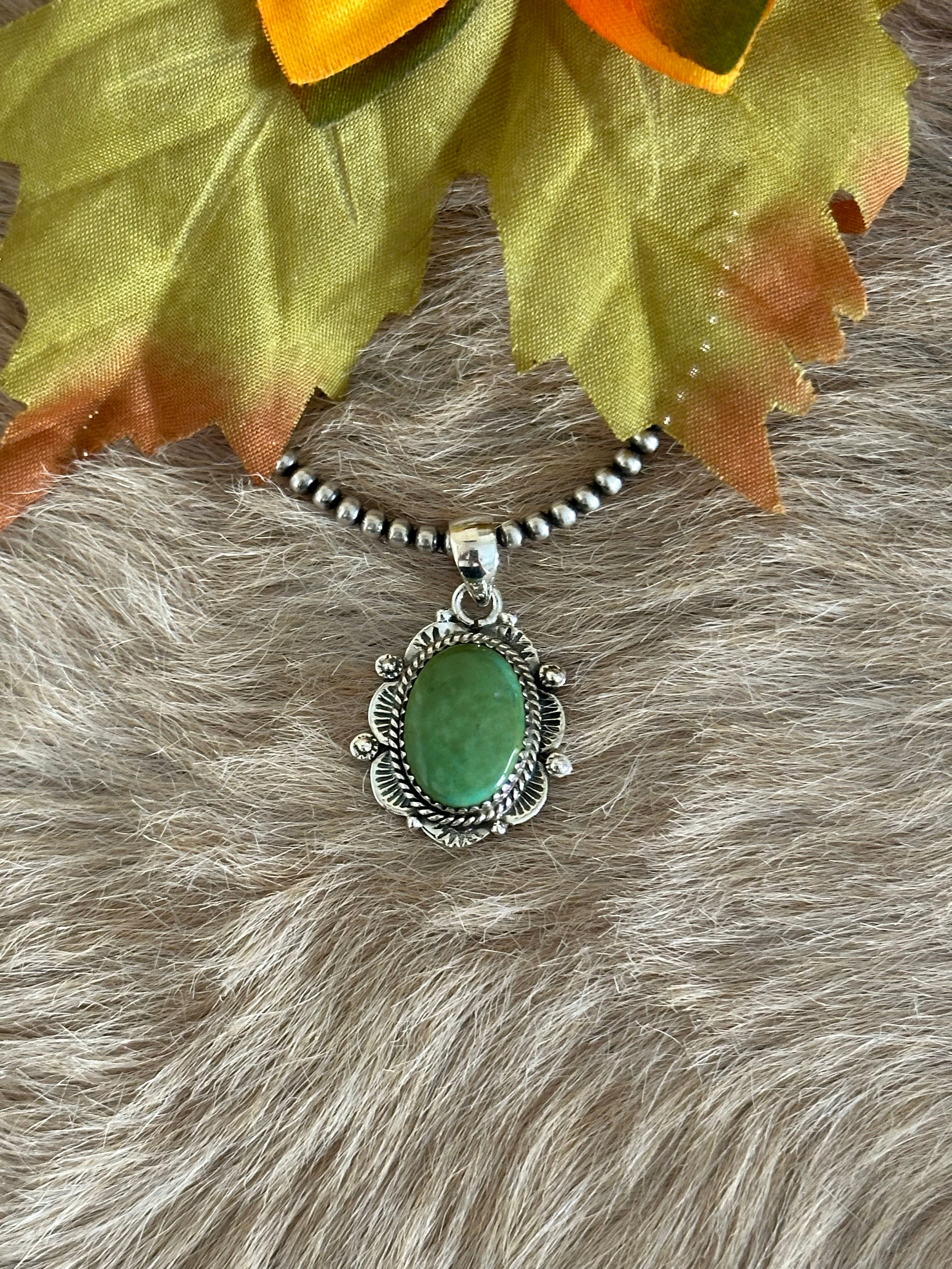 Southwest Handmade Kingman Turquoise & Sterling Silver Pendant