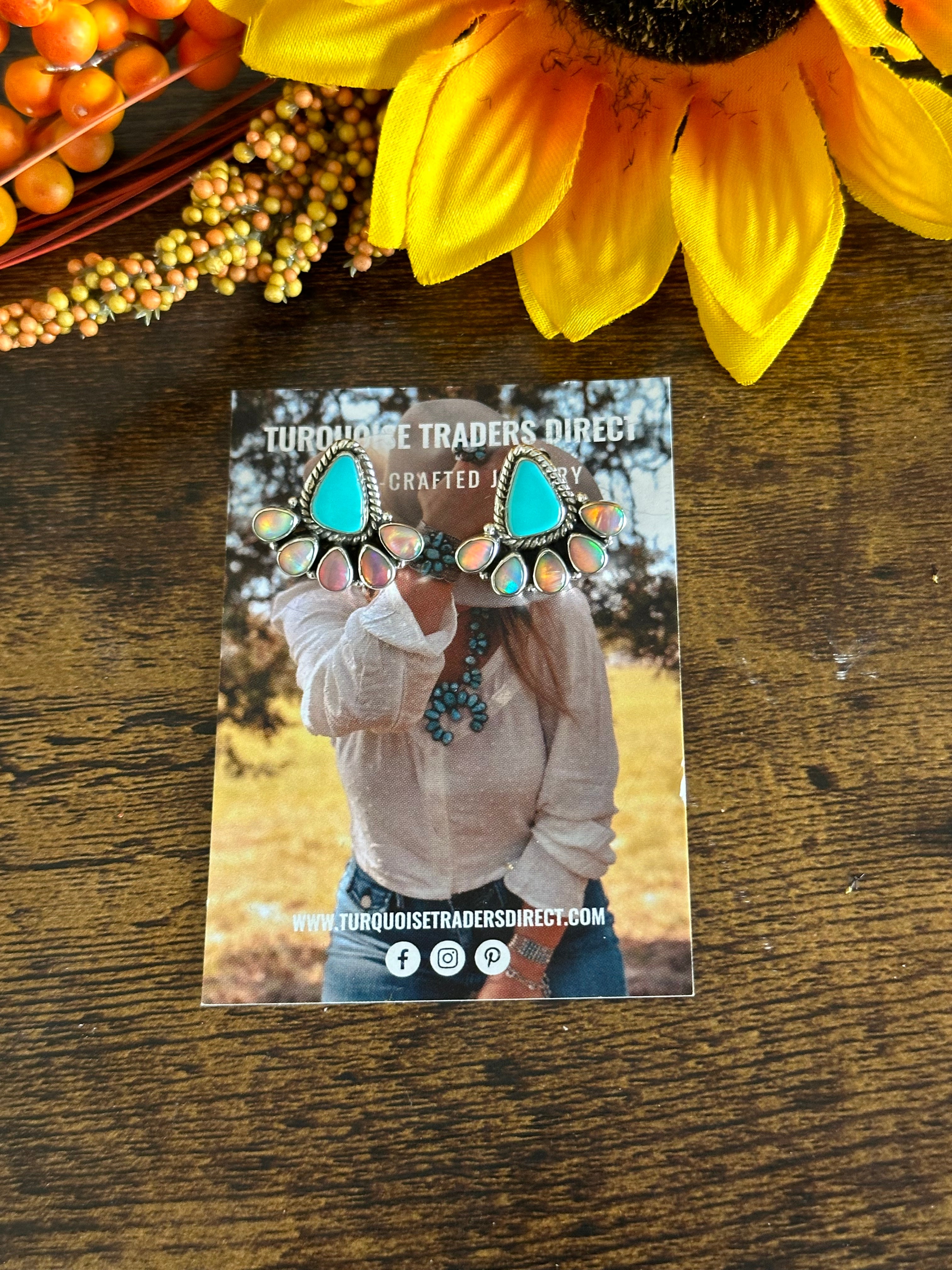 Southwest Handmade Multi Stone & Sterling Silver Post Earrings