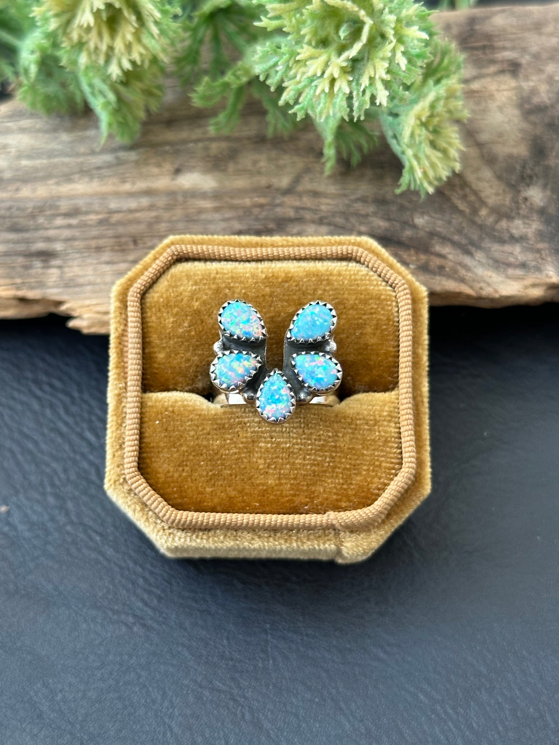 TTD “LUCKY” Blue Opal & Sterling Silver Naja Ring