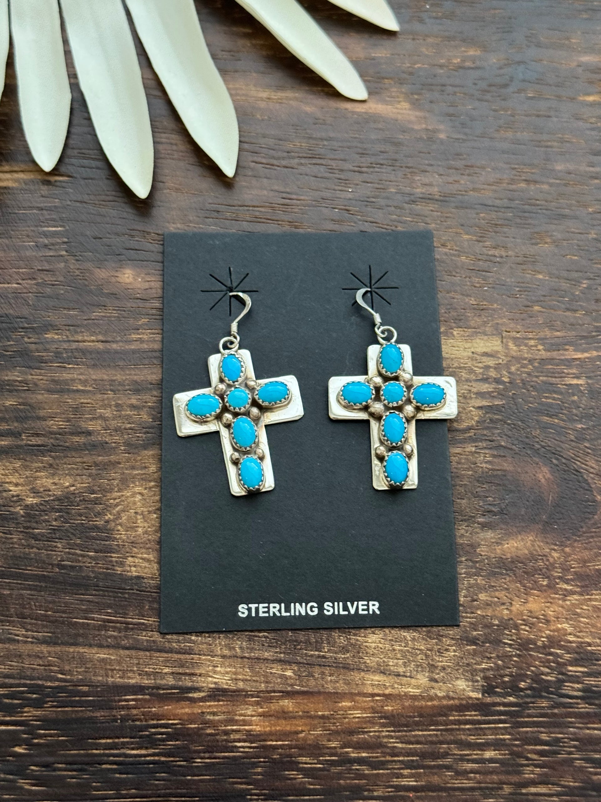 Navajo Made Sleeping Beauty  & Sterling Silver Earrings