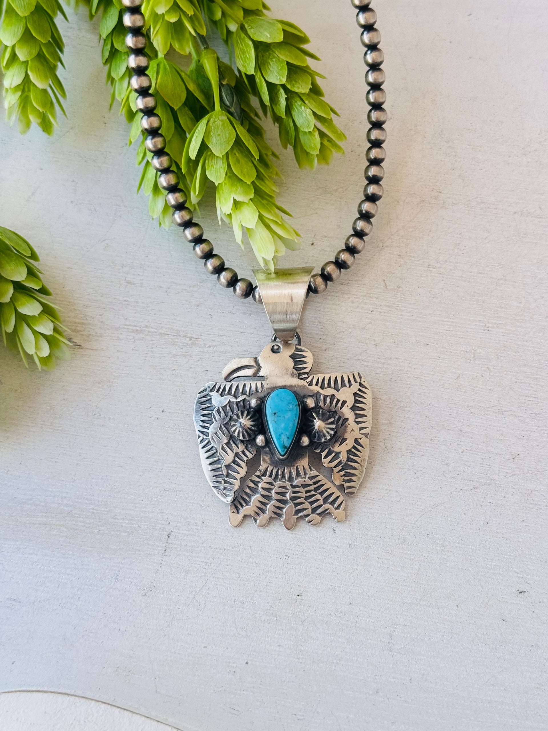 Chimney Butte Turquoise & Sterling Silver Thunderbird Pendant