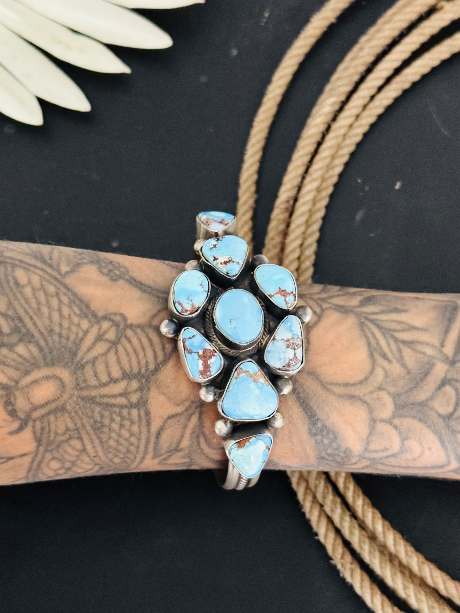 Kathleen Chavez Golden Hills Turquoise & Sterling Silver Cuff Bracelet