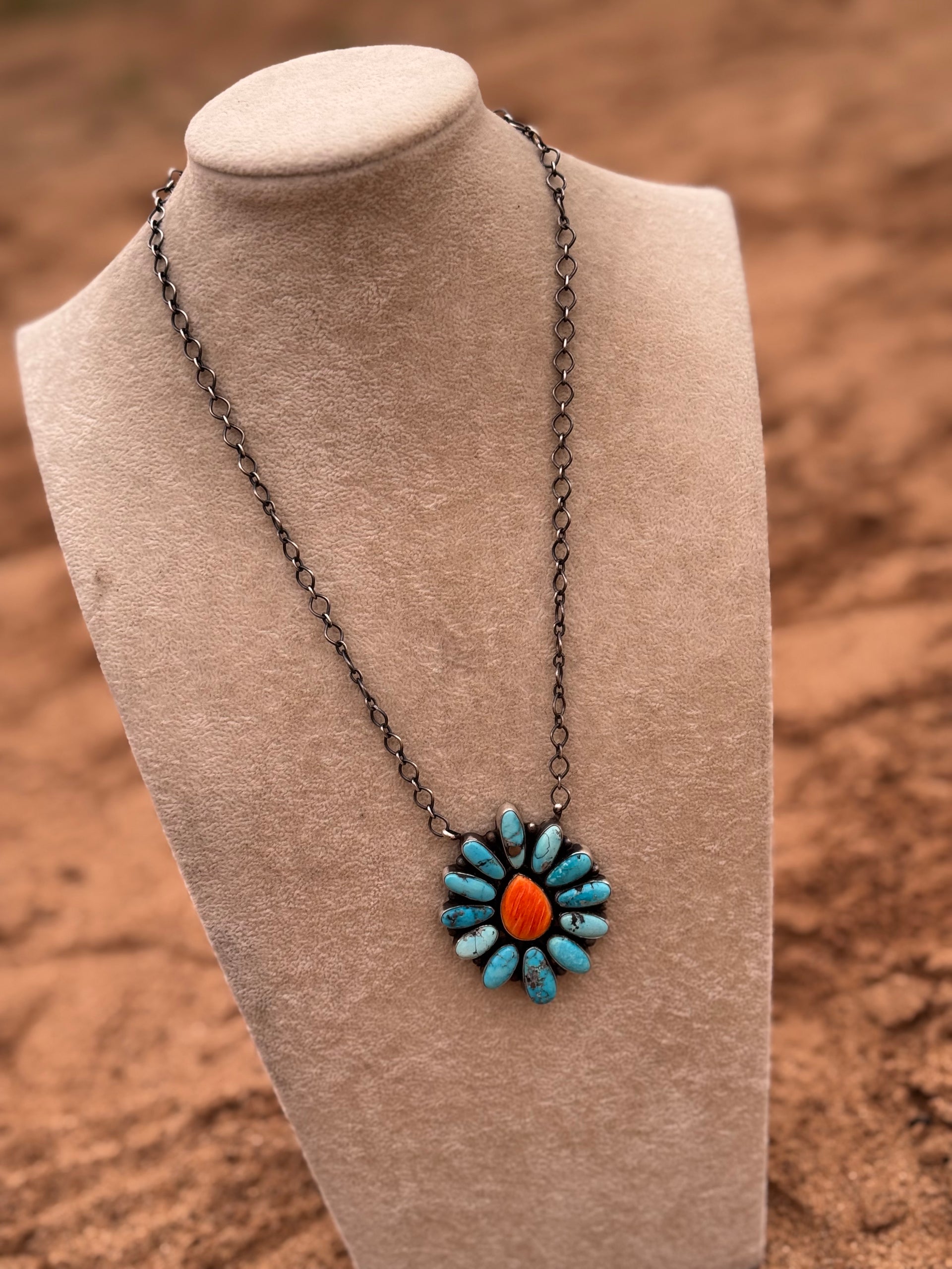 Antionette Martinez Multi Stone & Sterling Silver Cluster Necklace
