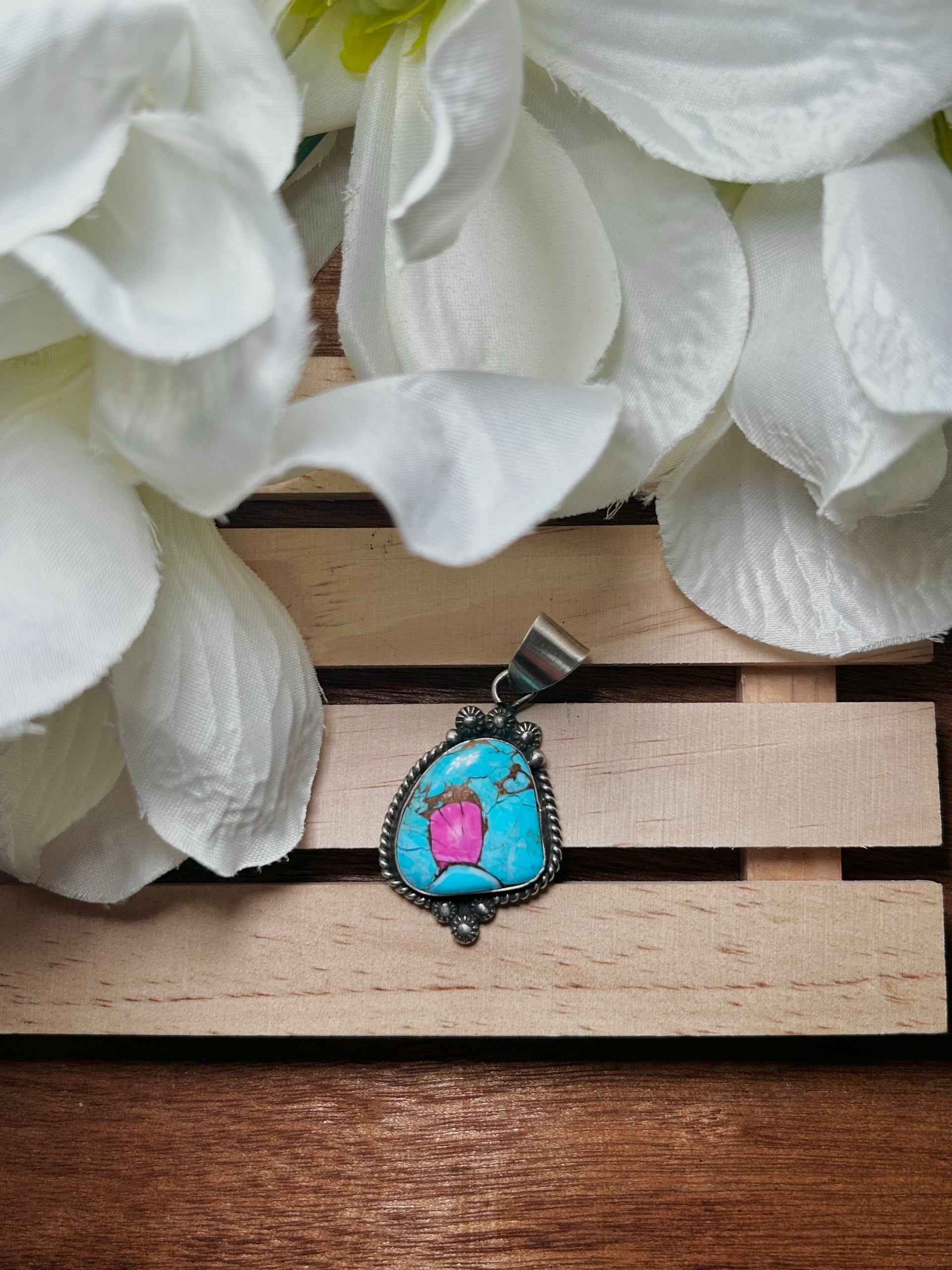 Zachariah David Cotton Candy Dahlia & Sterling Silver Pendant