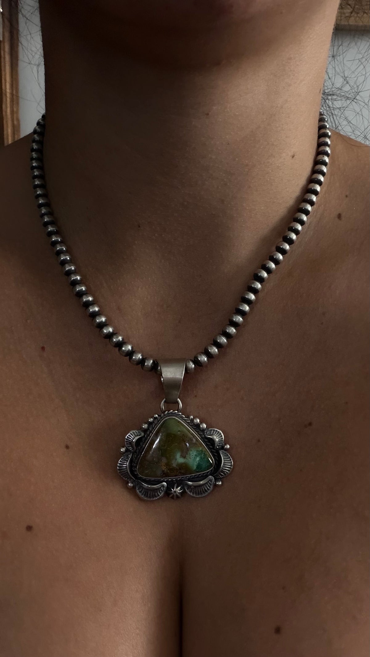 Navajo Made Royston Turquoise & Sterling Silver Pendant