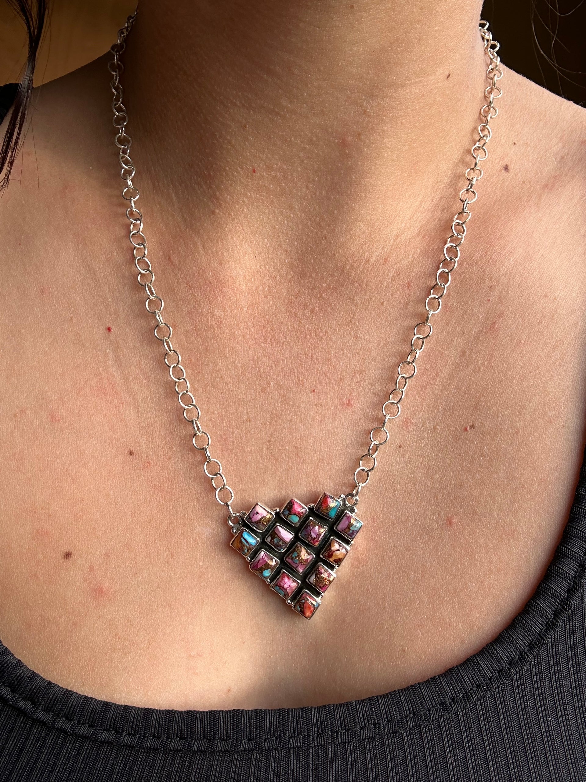 Southwest Made Mohave Turquoise & Sterling Silver Necklace