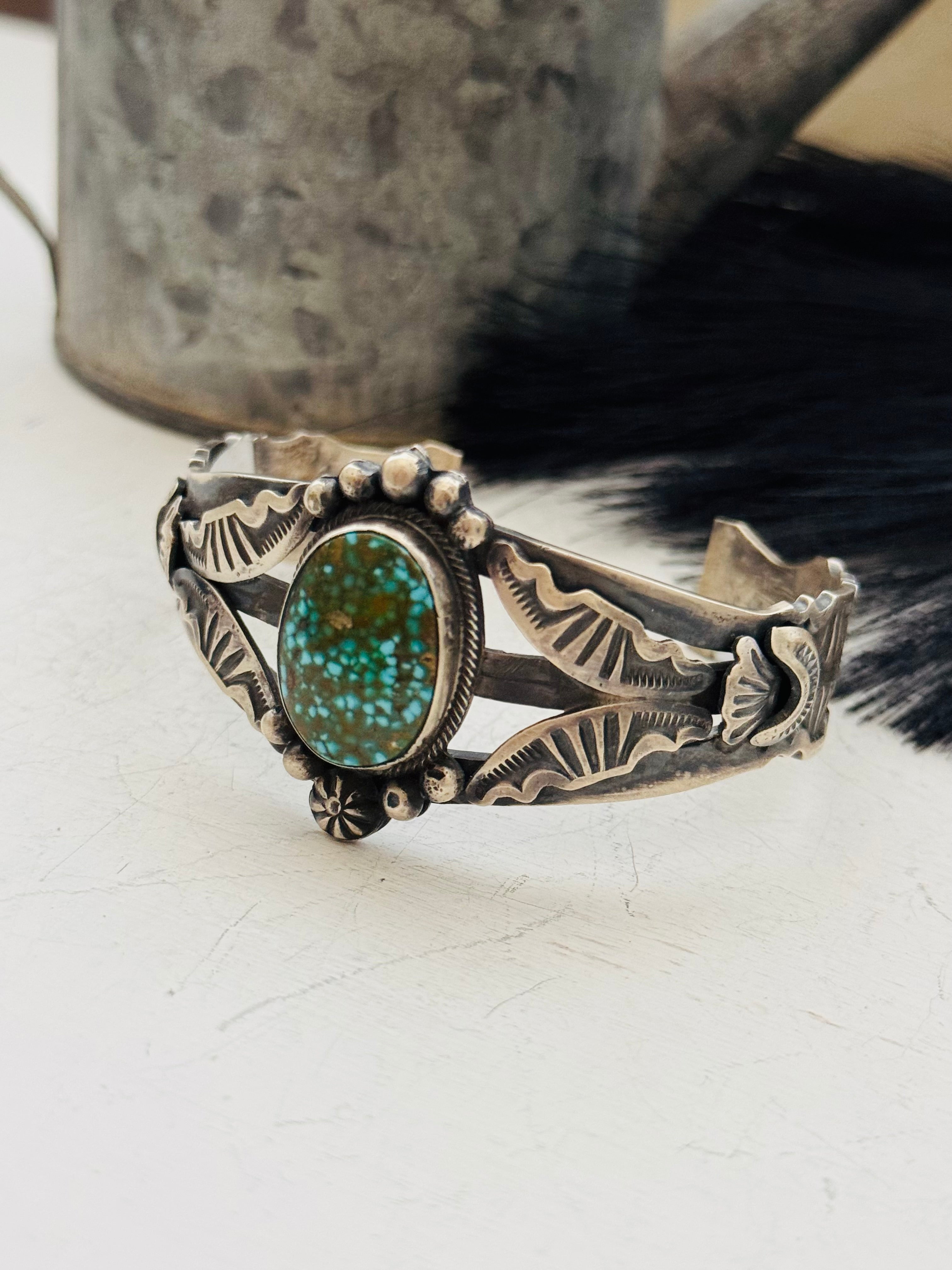 Gilbert Tom Birdseye Kingman Turquoise & Sterling Silver Cuff Bracelet