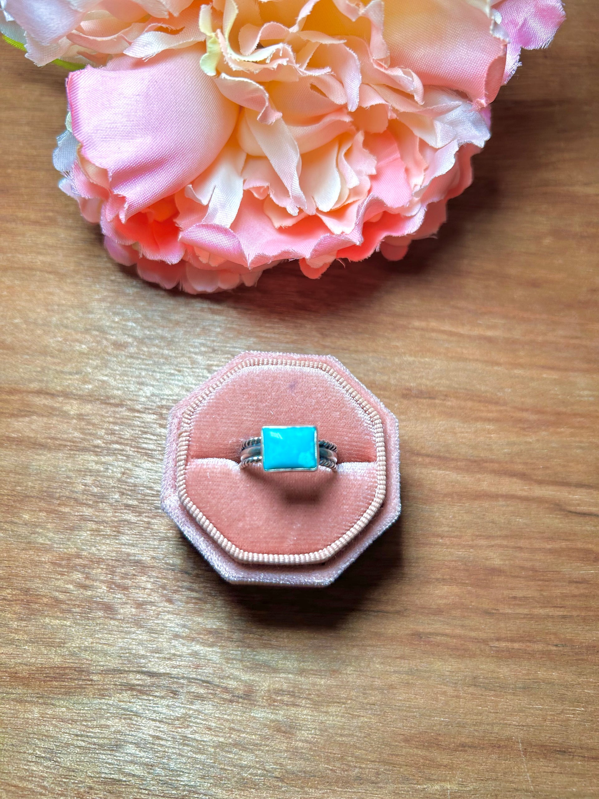 Navajo Made Kingman Turquoise & Sterling Silver Ring Size 7